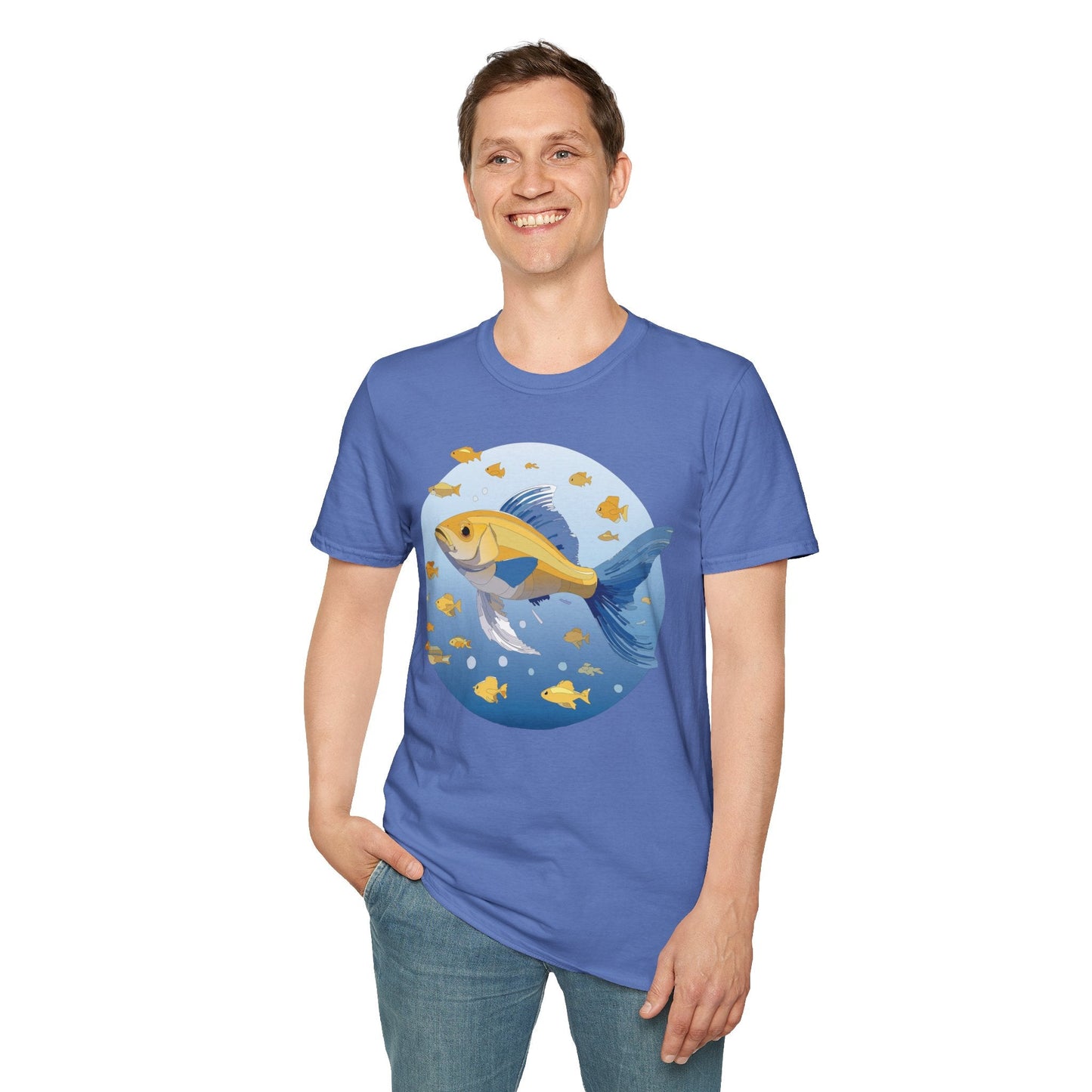 Fish Art Graphic Tee Shirt For Men And Women Unisex Cotton Softstyle Tee With Fish Artwork Design