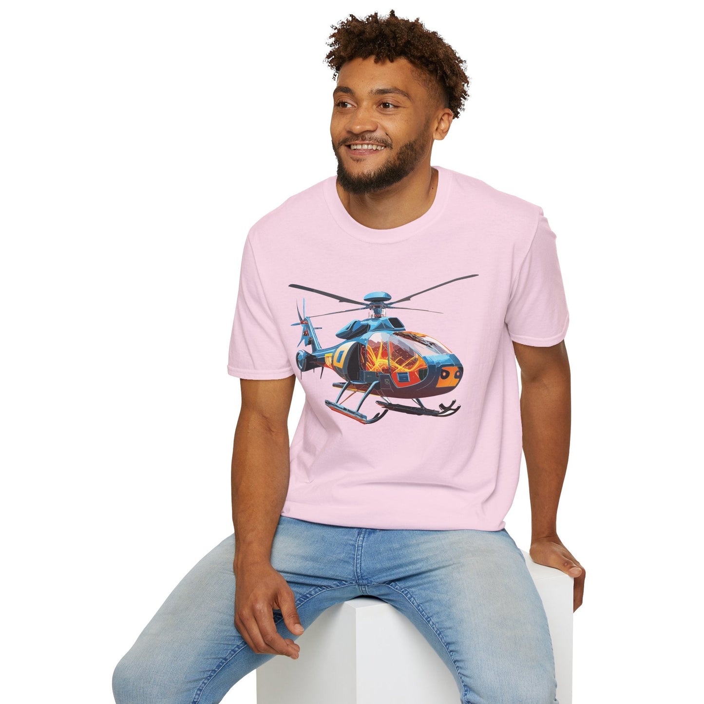 Helicopter Chopper Shirt Unisex Gildan Softstyle 64000 Short Sleeve Tee For Everyday Wear