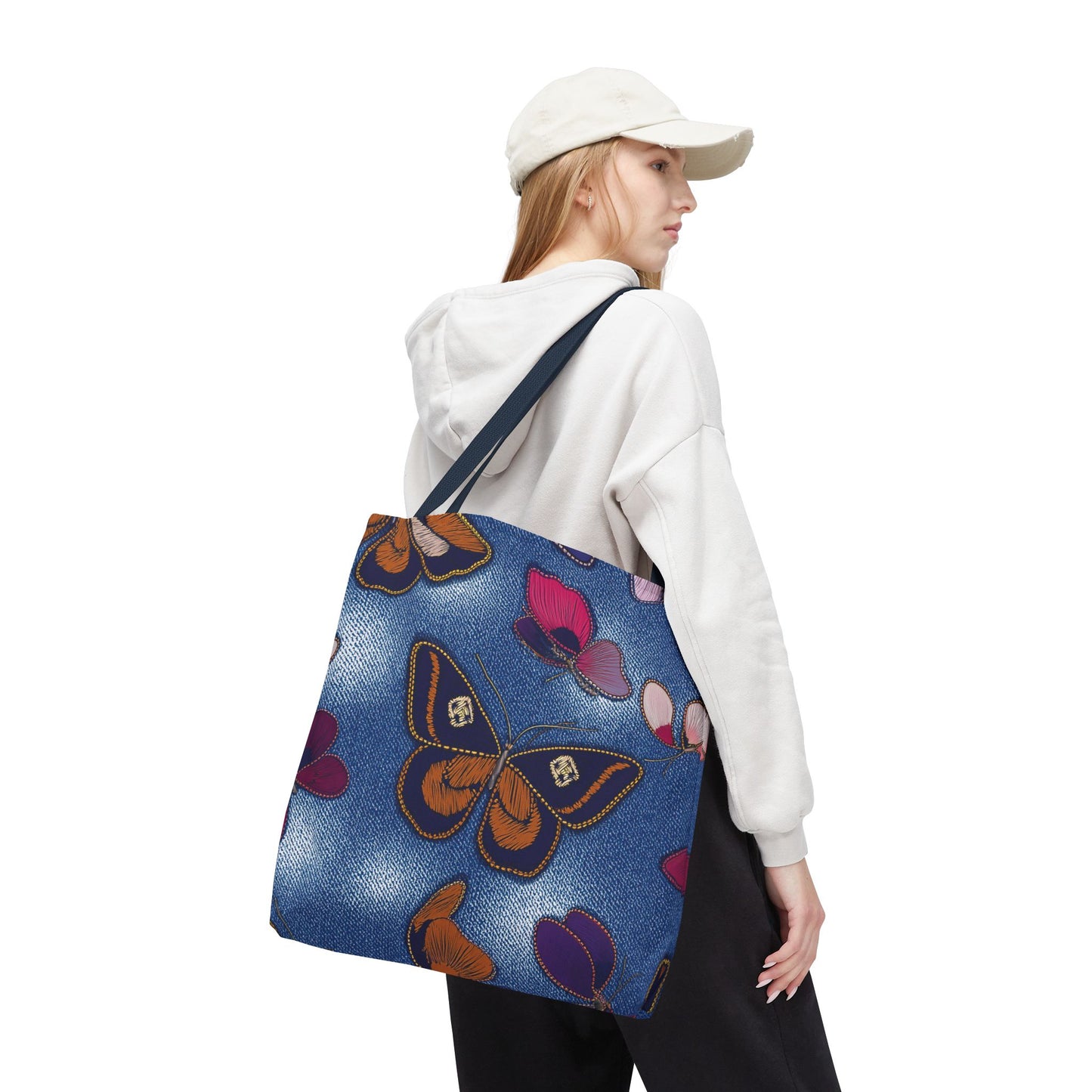 Denim Fabric Imitation Print Unisex Canvas Bag Poly Spun 3 Sizes Tote Bag 174