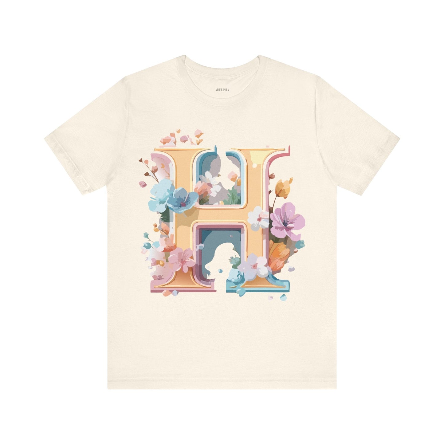 Adelpha Letter H Graphic Tee Unisex Jersey Short Sleeve Vintage Inspired Art Design Shirt