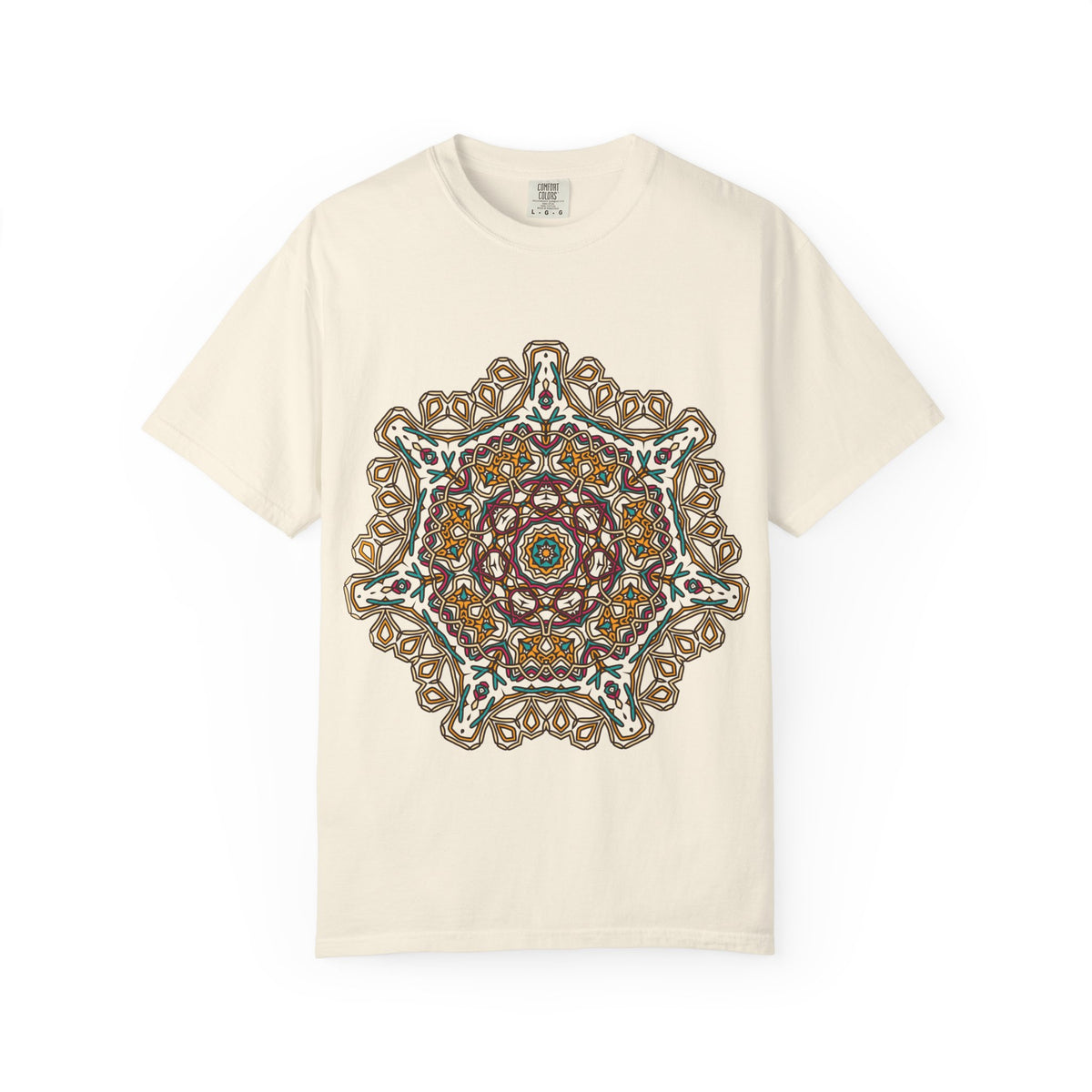 Unisex Garment Dyed Cotton T-Shirt with Mandala Graphic Design