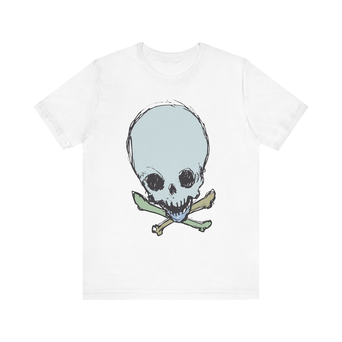 Lt Blue Skull Graphic Design Tee, Skull Shirt, Vintage Tees, Art Design T-Shirt, Vintage Graphic Tee, Art Shirts with Skulls