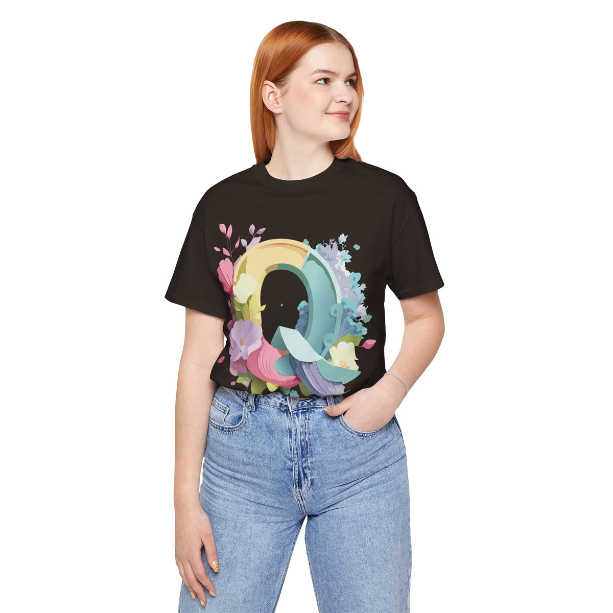 Letter Q Graphic Unisex Cotton Bella+Canvas Tee with Art Letter Design