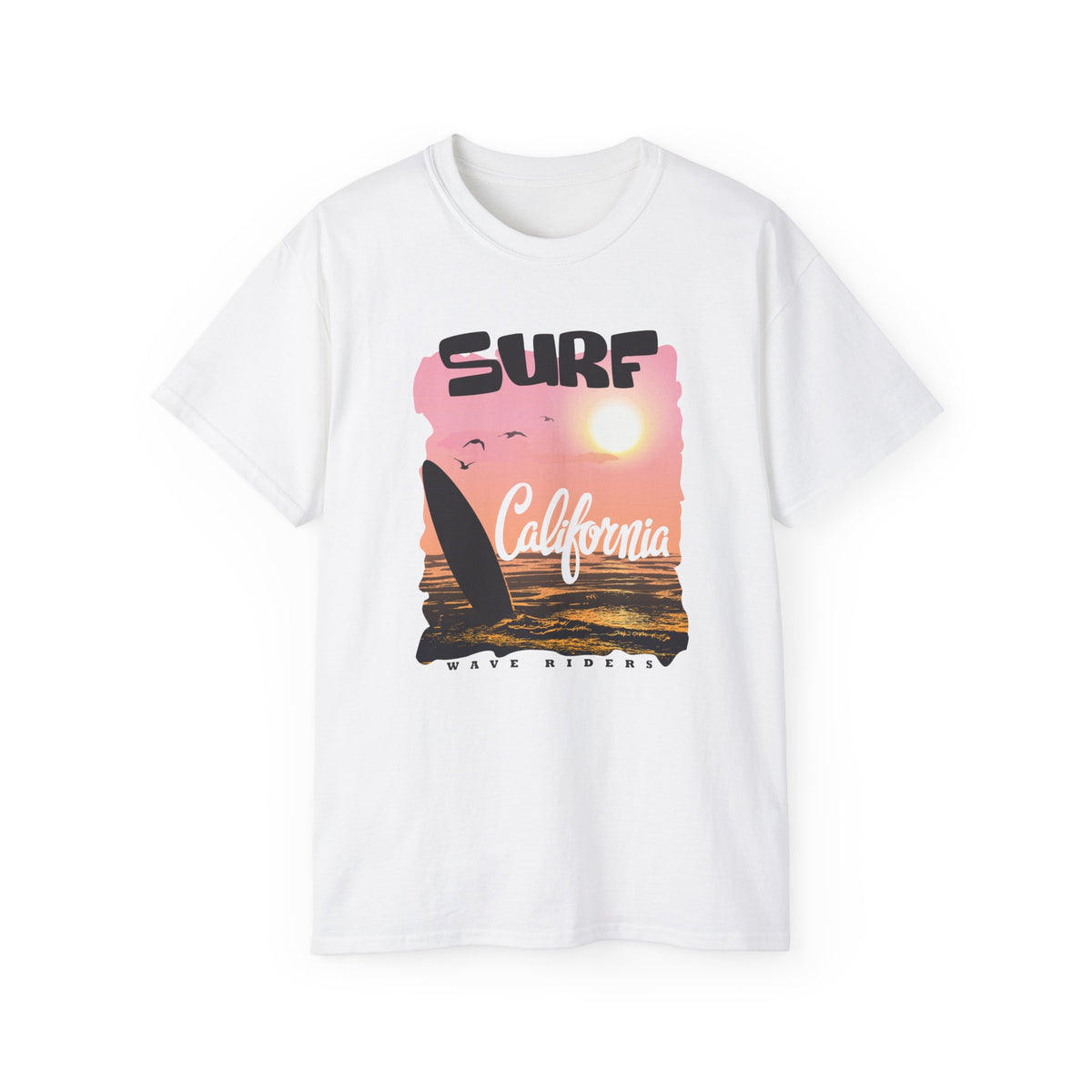 Surf California Tee | Sunset Sailboard Ocean Retro Beach Graphic
