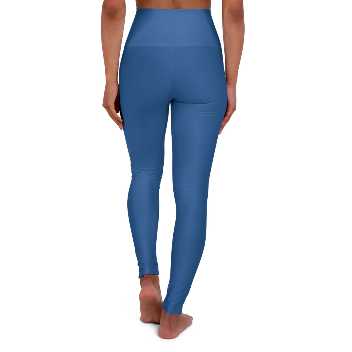 High-Waisted Baltic Blue Yoga Leggings Women's Seamless Poly-Span Stretchy Blue Print Activewear