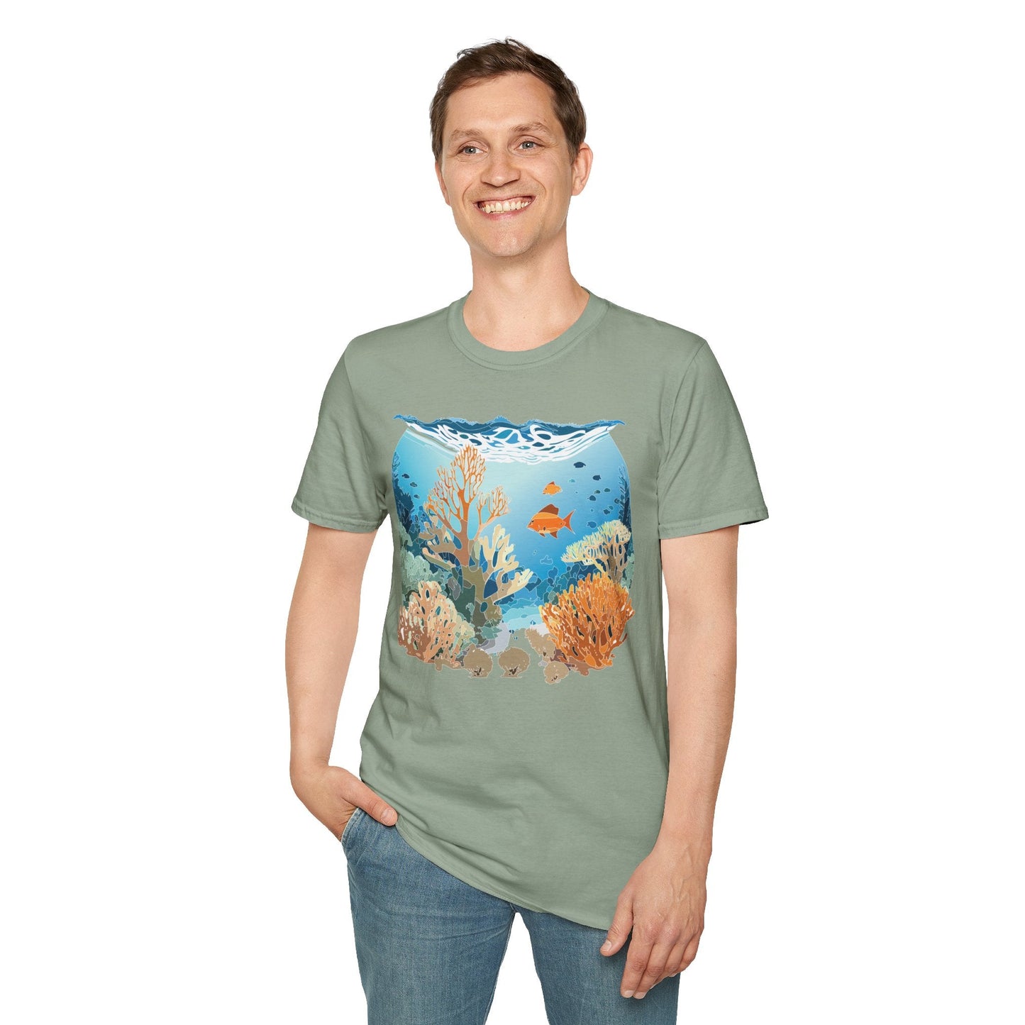 Ocean Graphic Unisex Softstyle Cotton Tee 1