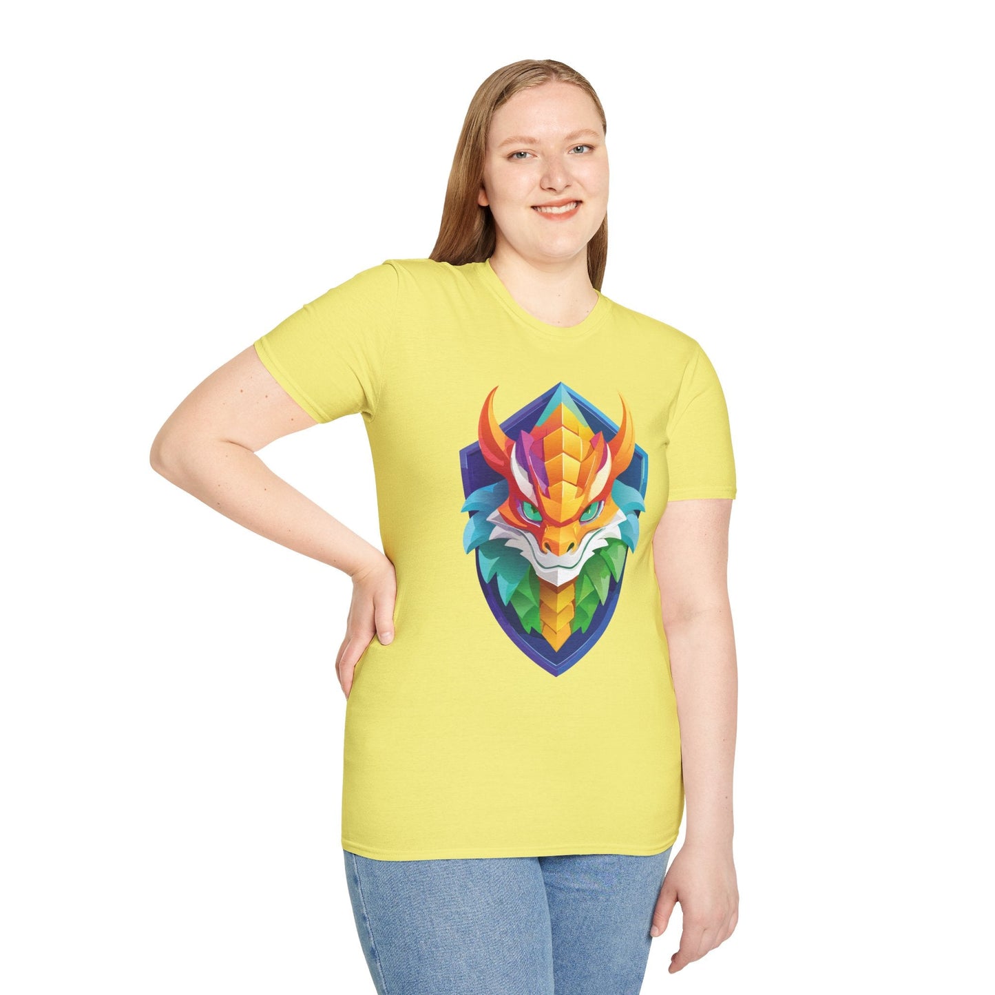 Unisex Dragon T Shirt Softstyle 64000 100 Percent Ring Spun Cotton Comfortable Tee