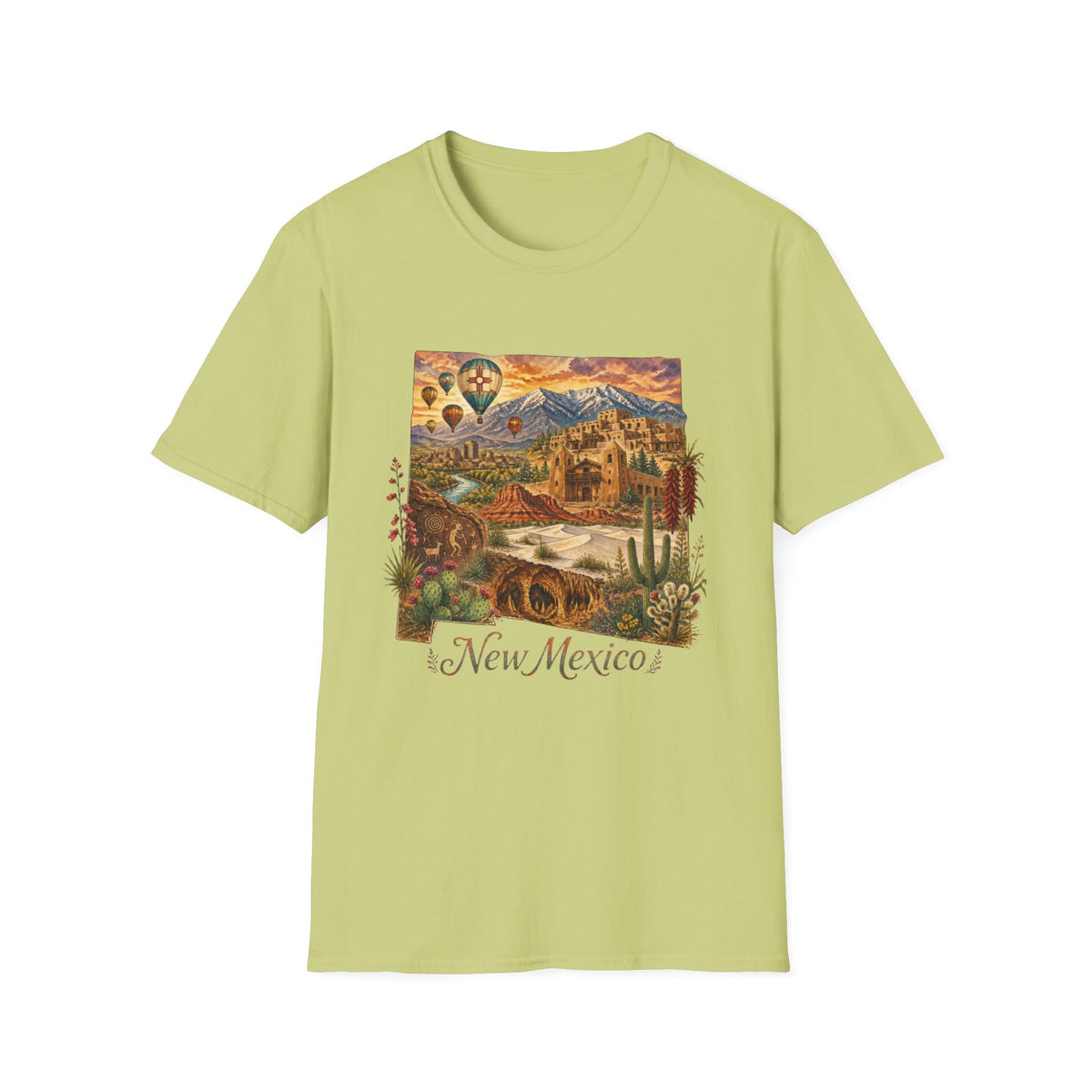 New Mexico State Travel Tourist Graphic Design Unisex 100 Cotton Gildan T-Shirt