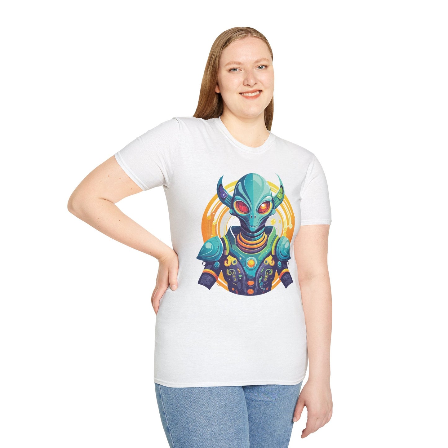 Alien T Shirt Cosmos Design Unisex Softstyle Cotton Tee With Aliens Art Graphic Print