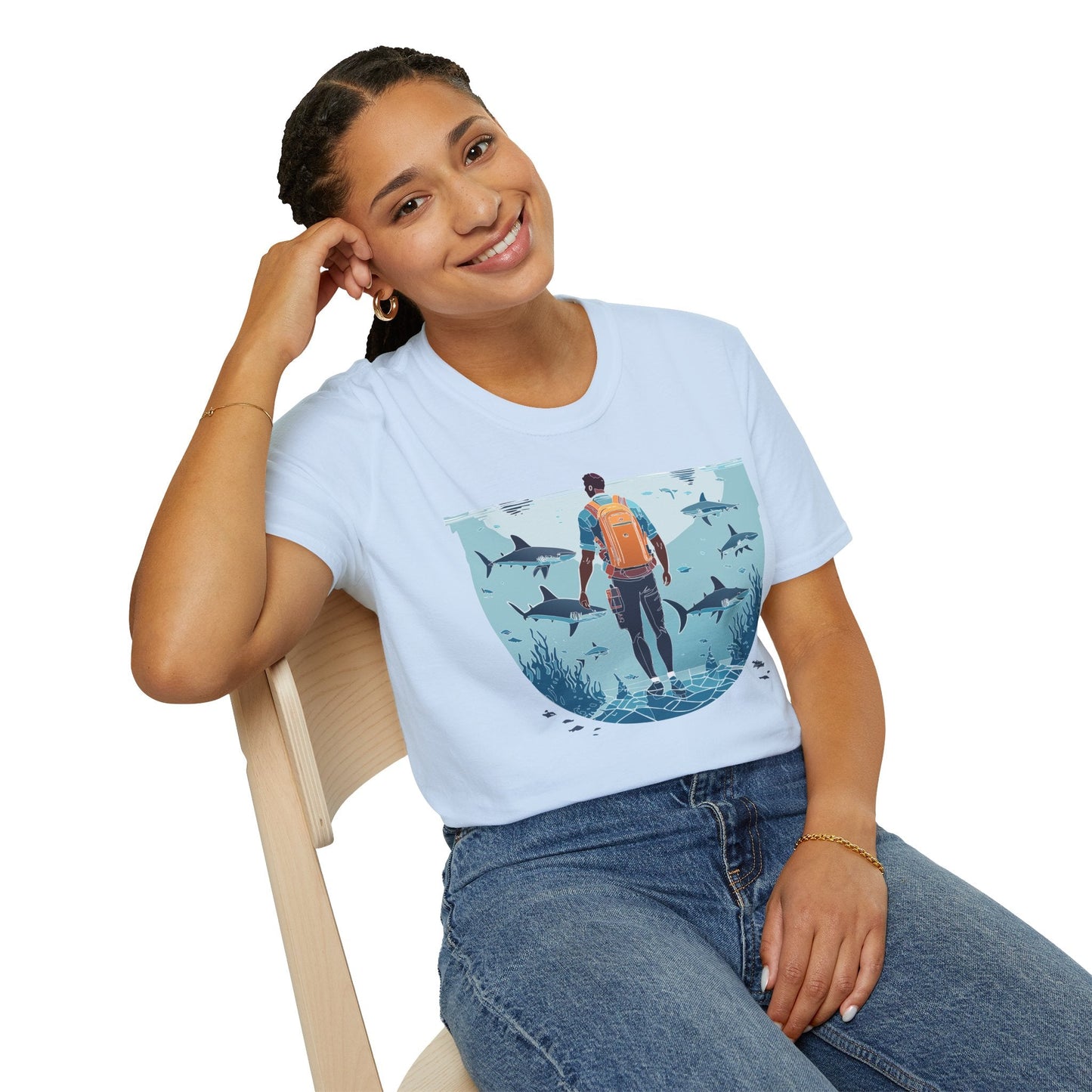 Ocean Tee Shirt Unisex Softstyle T Shirt With Ocean Art Design U Boat Theme Graphic Artwork Edition