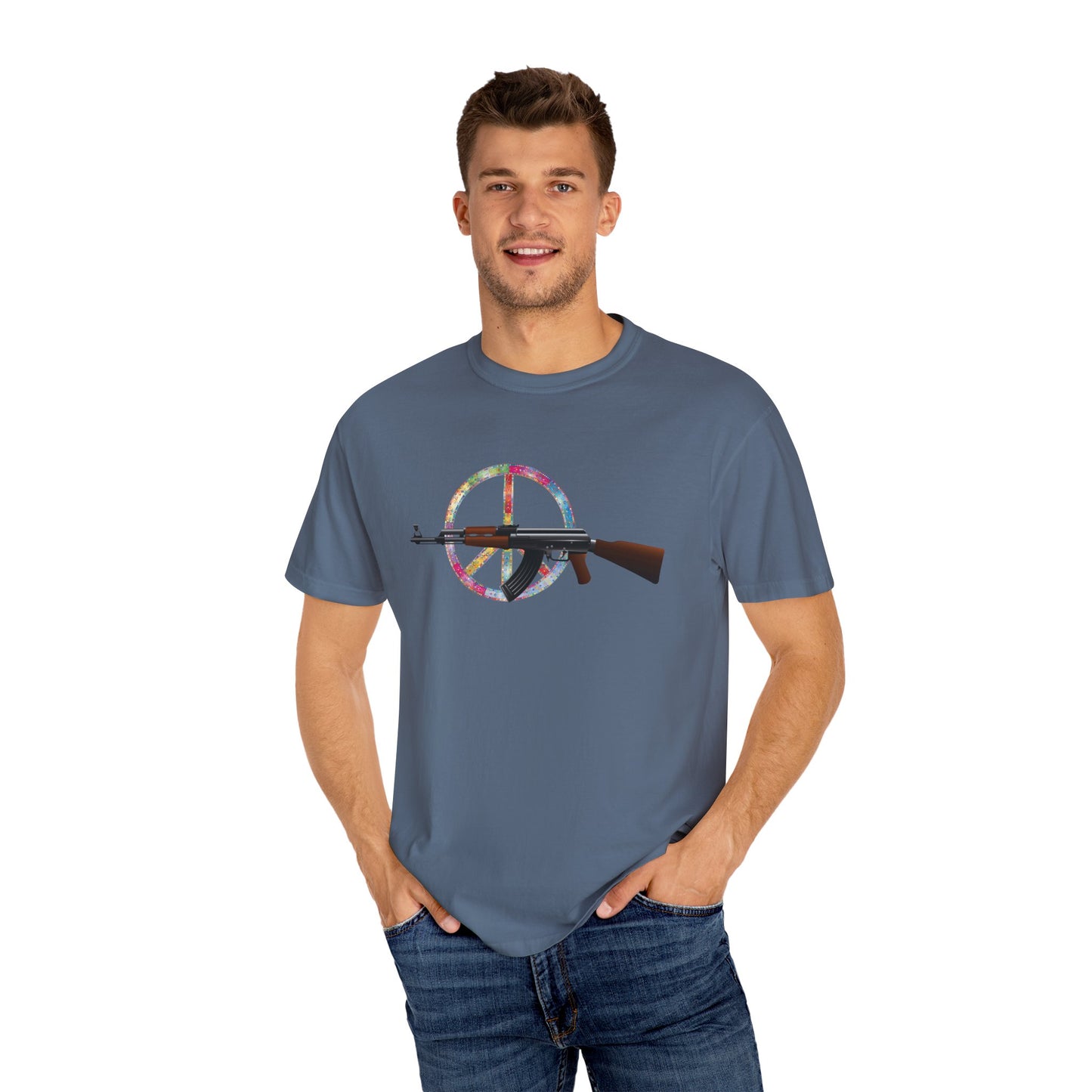 Unisex T-shirt with GUNS AND FLOWERS print