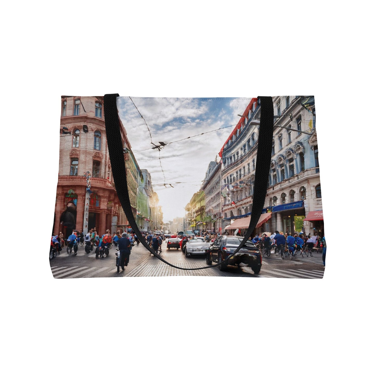 City Street Print Big Bag High-Quality 100% Spun Poly 24x13 Canvas Art Bag C-01