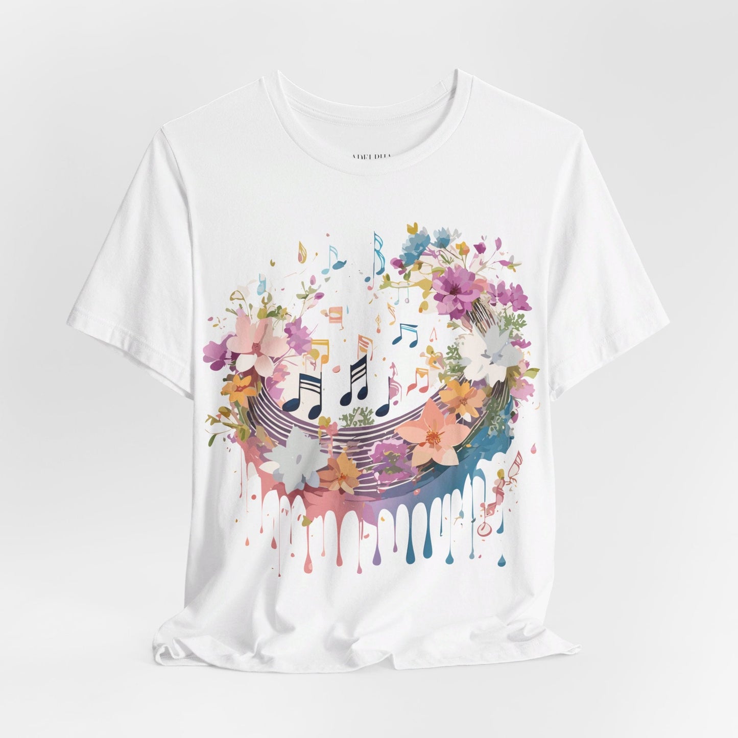 Music Graphic Unisex 100 Cotton Vintage Art with Musical Elements Tee 114