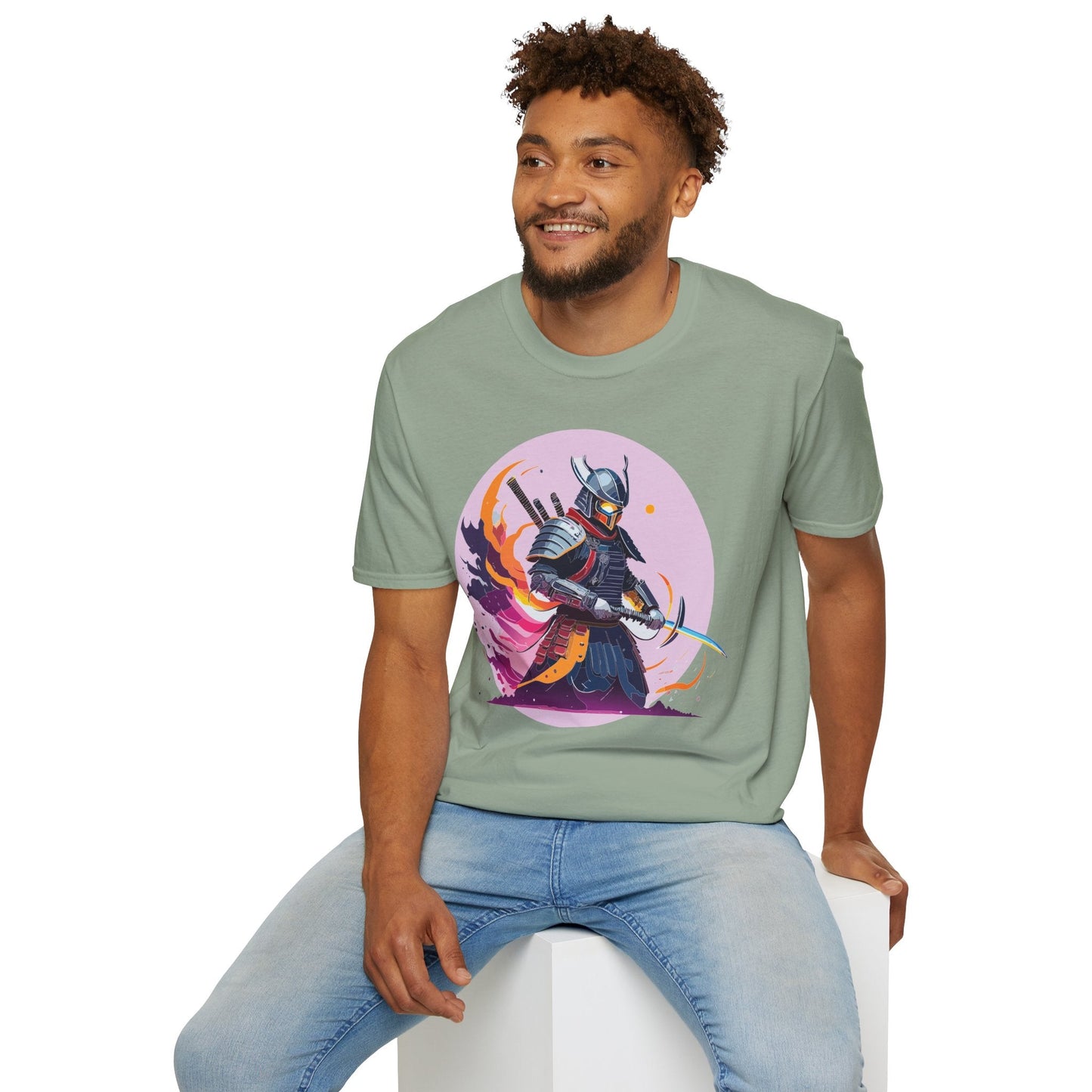 Samurai Shirt Unisex Short Sleeve Tee With Samurai Print Softstyle Gildan 64000 Ring Spun Cotton