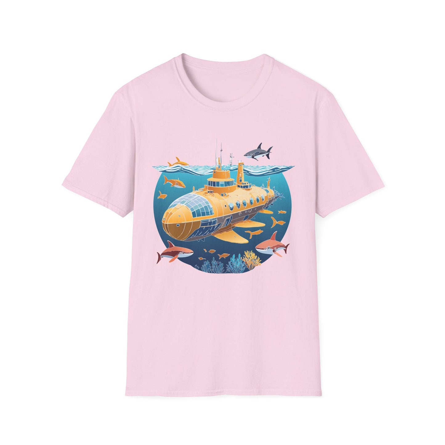 Ocean Themed Unisex Softstyle T Shirt 100 Percent Ring Spun Cotton U Boat Design Tee Everyday