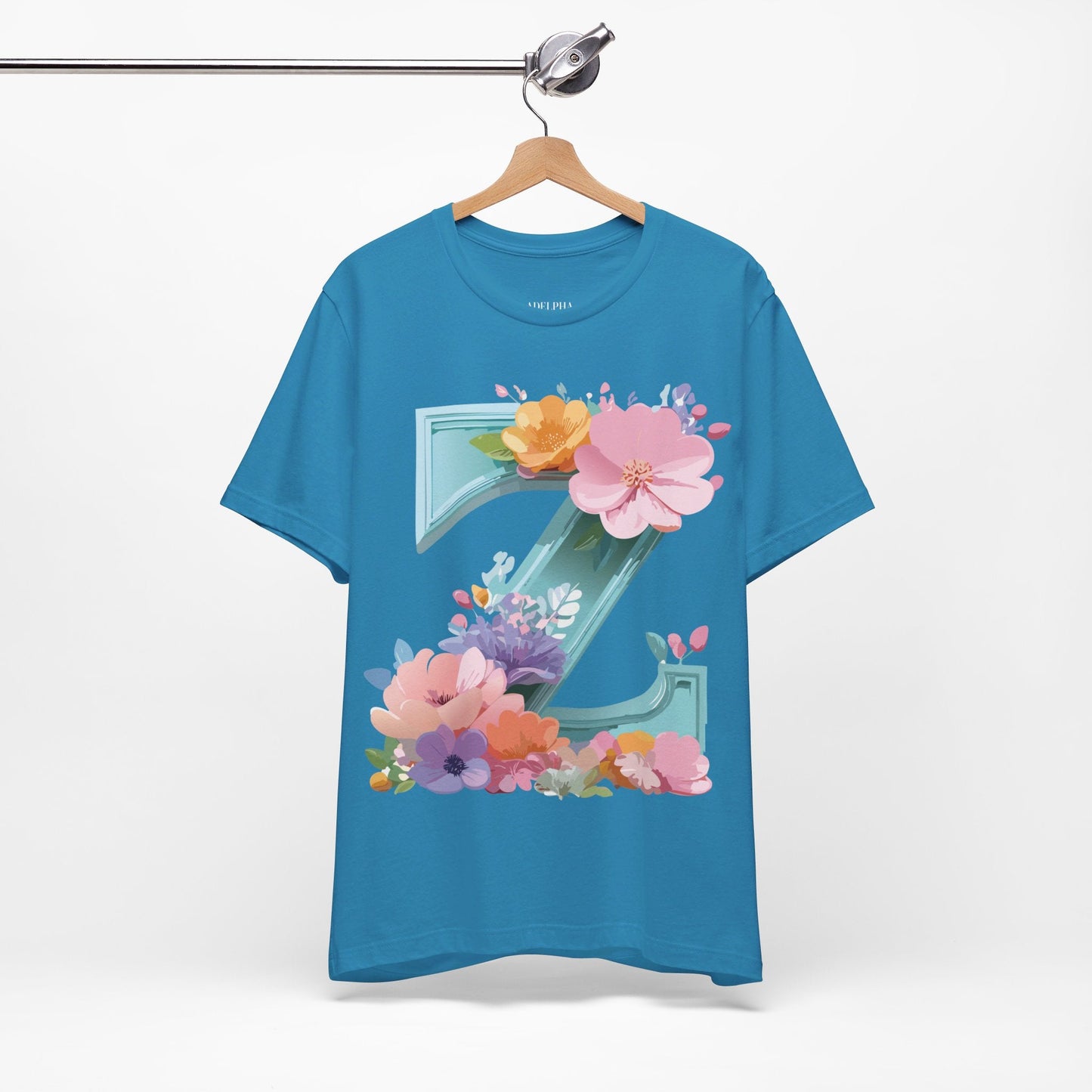 Letter Z Shirt Graphic Tee Unisex Jersey Short Sleeve By Adelpha Vintage Inspired Artwork