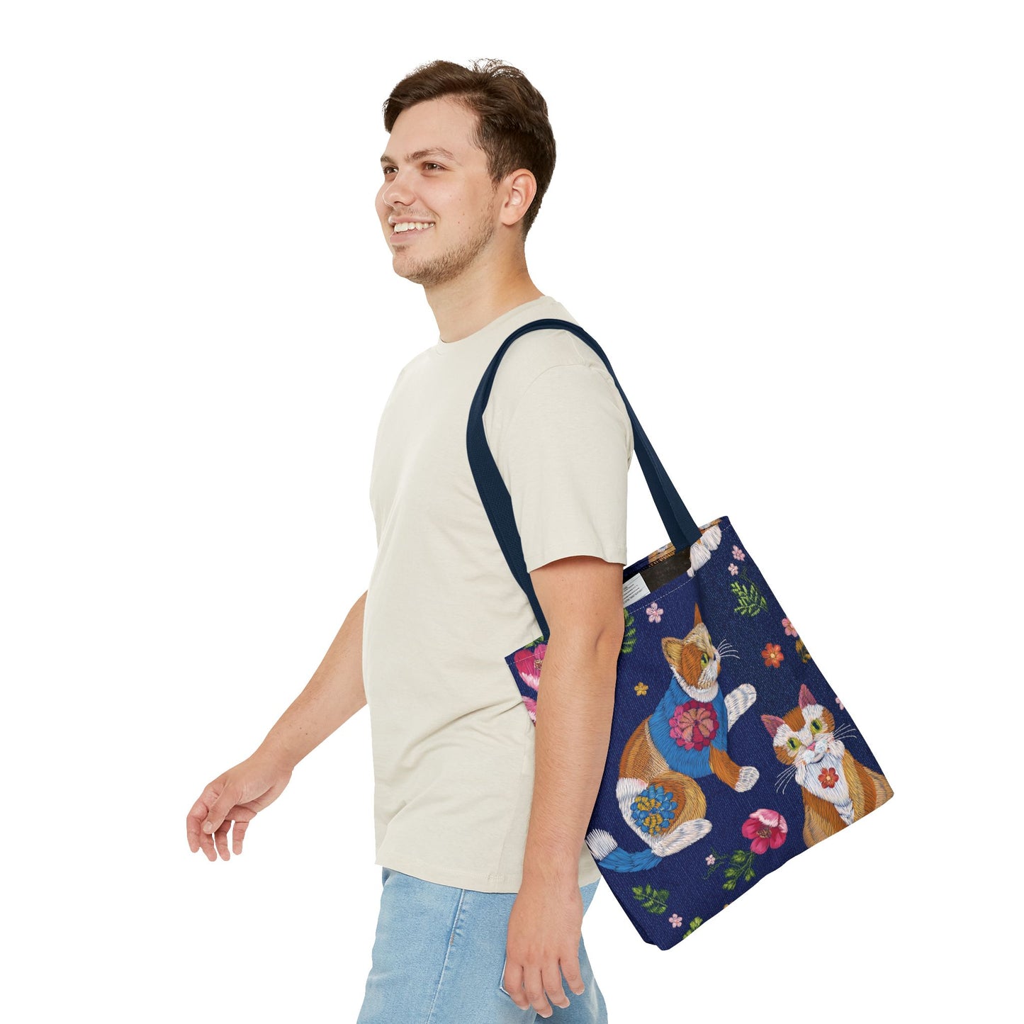 Denim Fabric Imitation Print Unisex Canvas Bag Poly Spun 3 Sizes Tote Bag 190-10