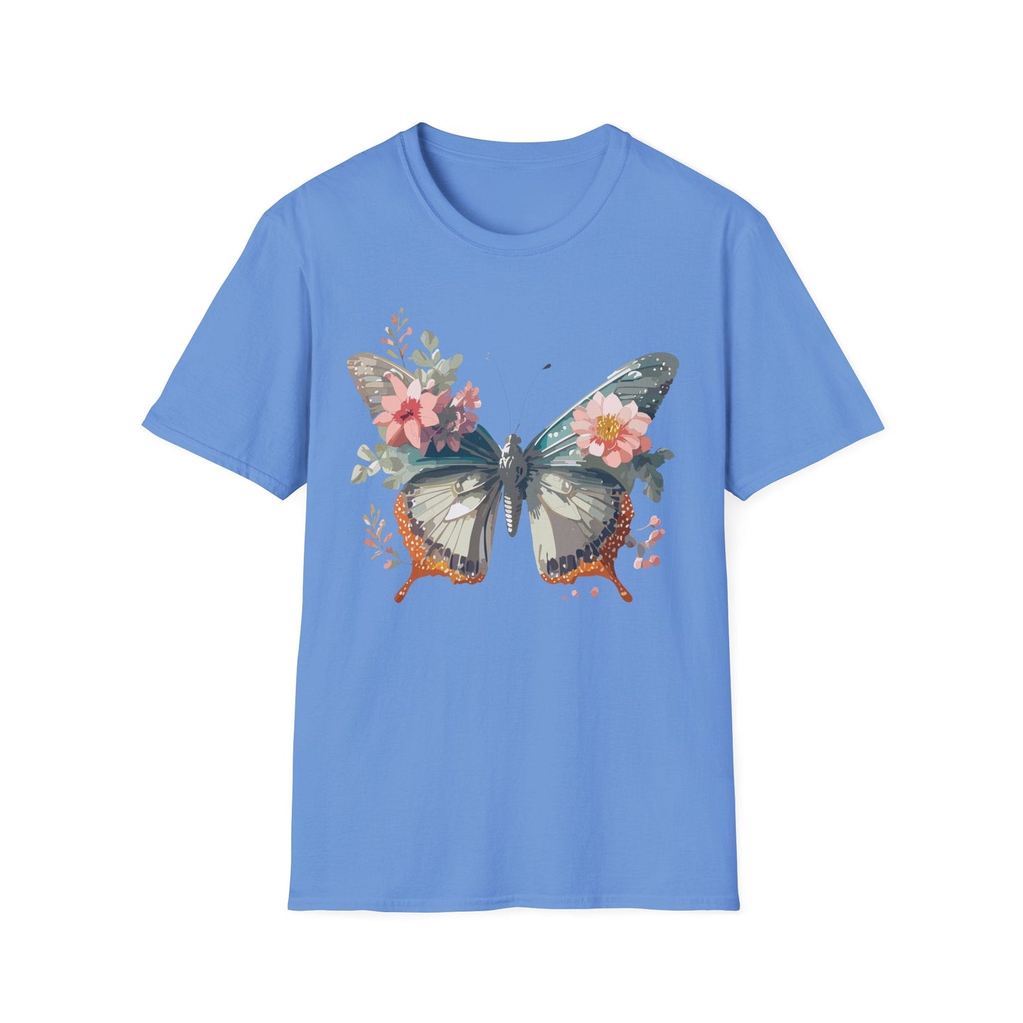 Butterfly Shirt Unisex Softstyle T Shirt Gildan 64000 Lightweight Ring Spun Cotton Monarch Design