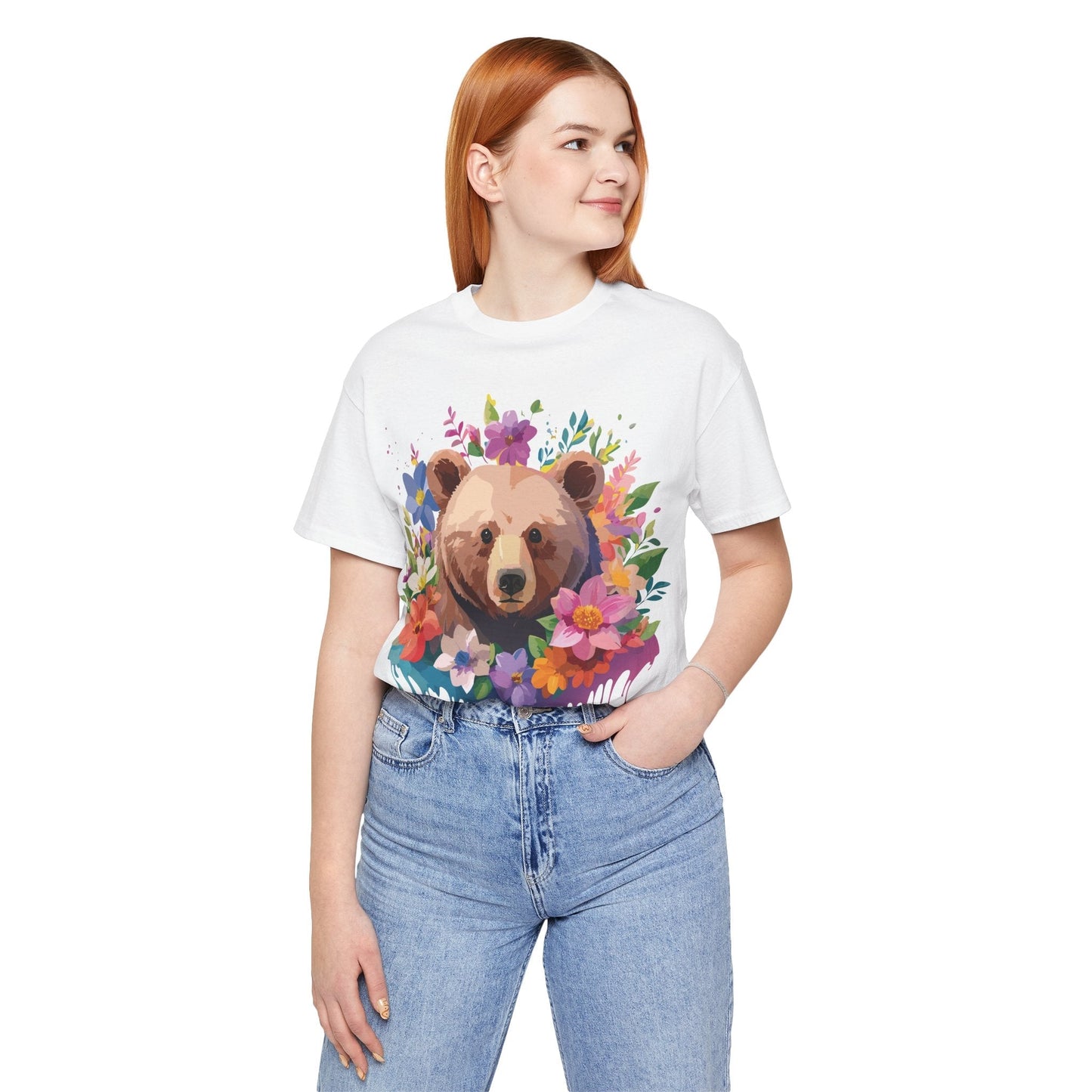Bear Graphic Unisex 100 Cotton Short Sleeve Art Design Vintage T-Shirt 4