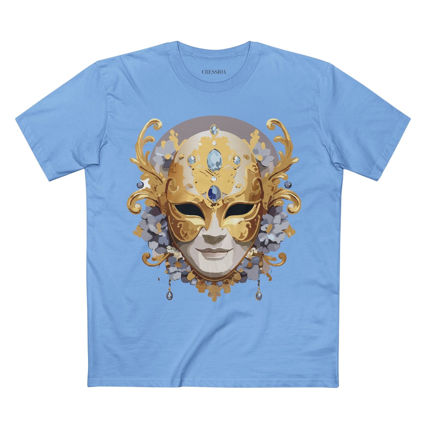 Carnival Mask Graphic T-Shirt Unisex 100 Cotton With Antique Gold Art Design Tee 6