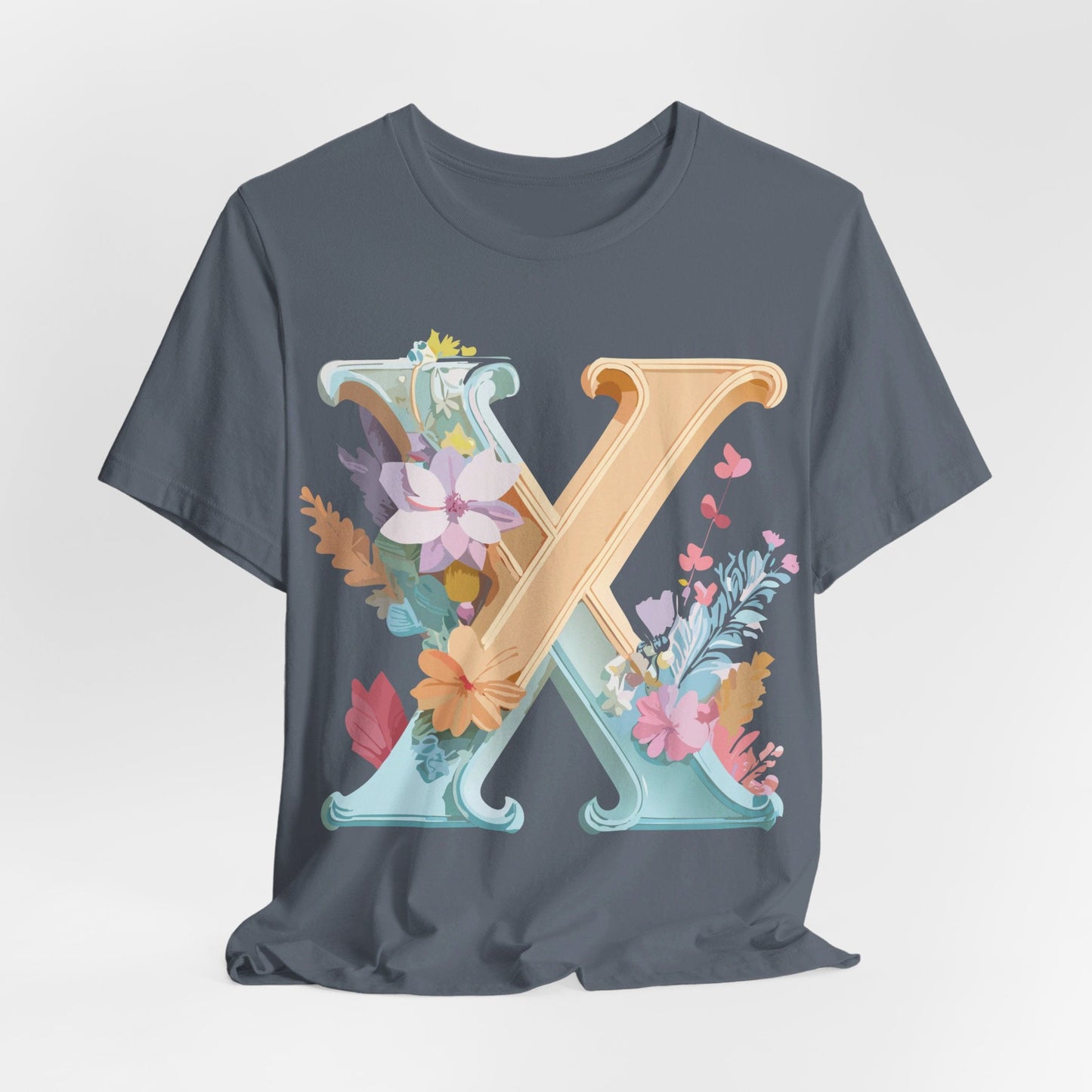 Letter X Shirt Graphic Tee Unisex Vintage Inspired Artwork By Adelpha Premium Comfort