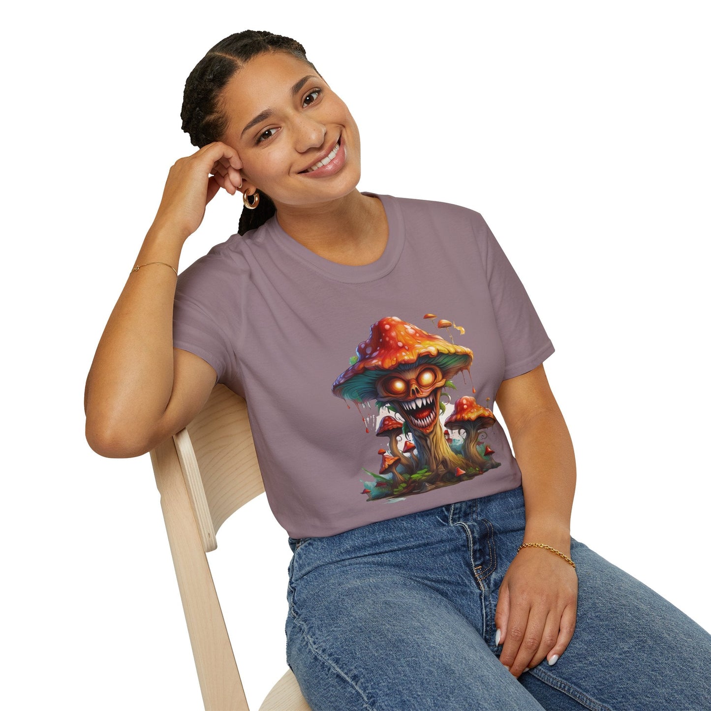 Funny Mashroom Graphic Unisex Softstyle Cotton With Cartoon Illustration Design 4