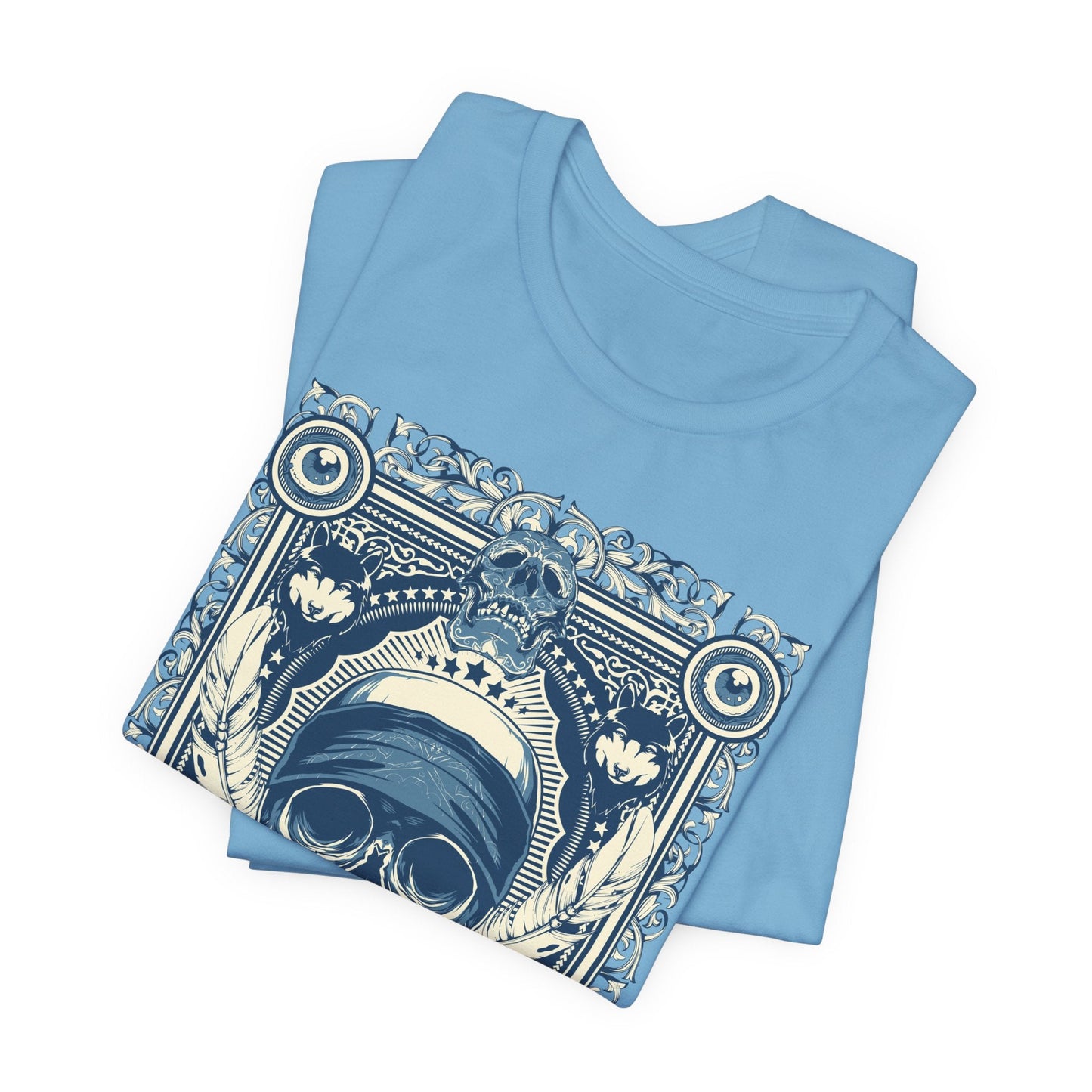 Skull Crown Graphic Tee Vintage Ornate Skull Illustration Rock Band T-Shirt