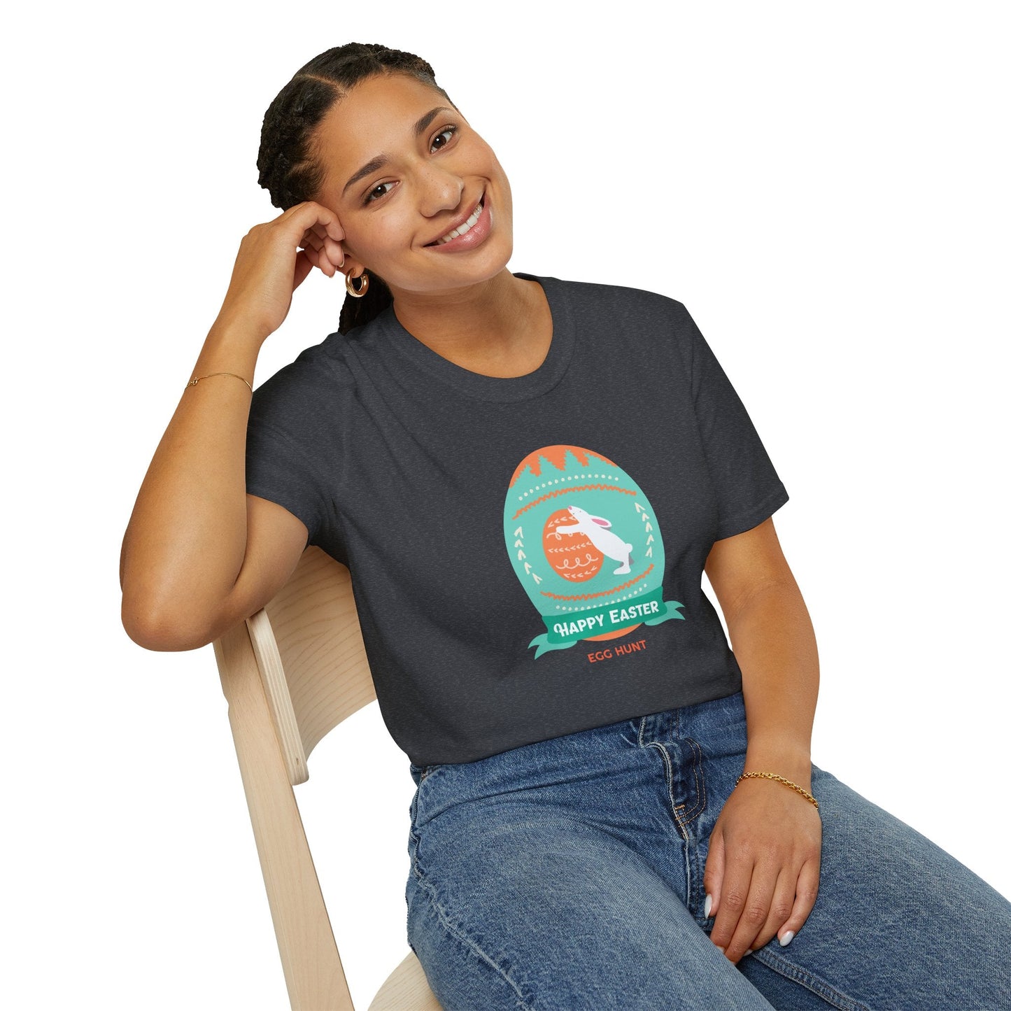 Easter Egg T Shirt Unisex Softstyle Tee With Easter Signature Design 100 Percent Ring Spun Cotton