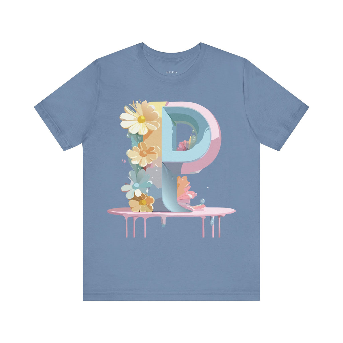 Letter P Graphic Unisex Cotton Bella+Canvas Tee with Art Letter Design