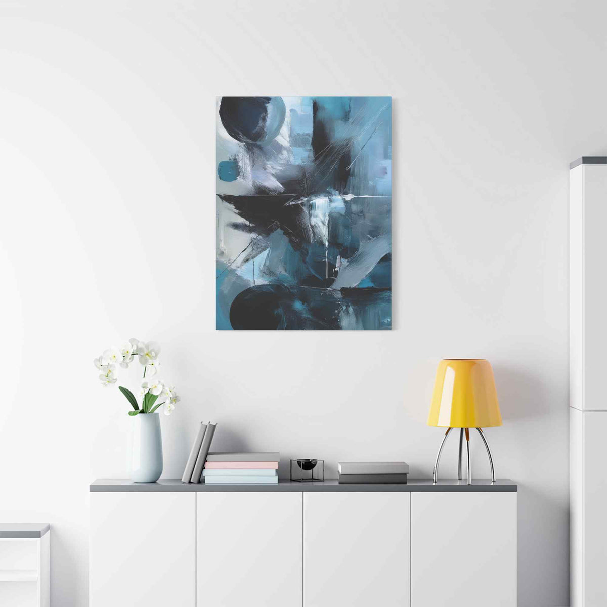 Blue Abstract Painting Print Canvas 20x24,20x30,24x30, 24x32,24x36,30x40, 32x48,36x48,40x60 Pine-Wood Inner Frame ABS-29
