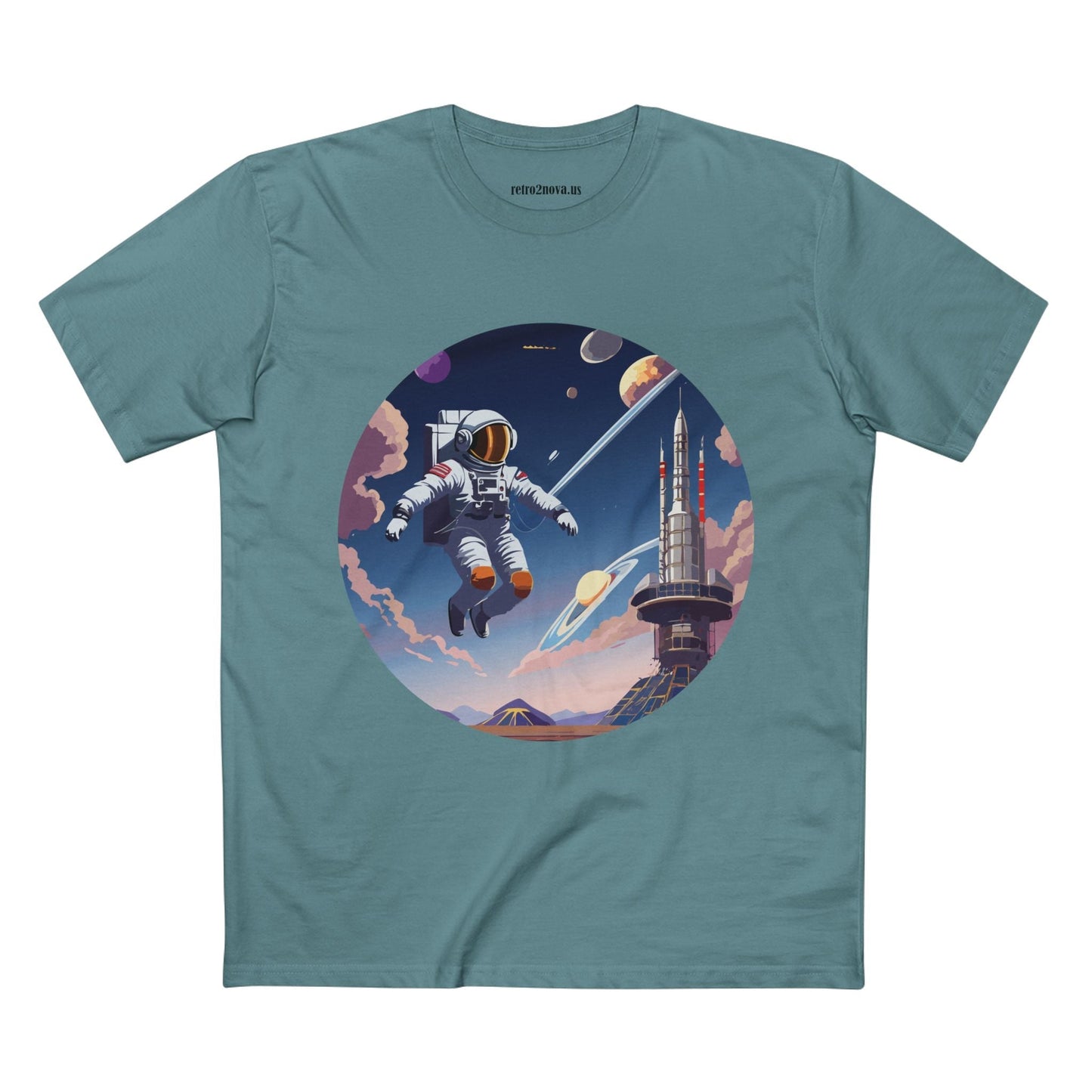Cosmos Astronaut Shirt CS30 Unisex Premium Cotton Art Tee Featuring Retro2Nova Original Design