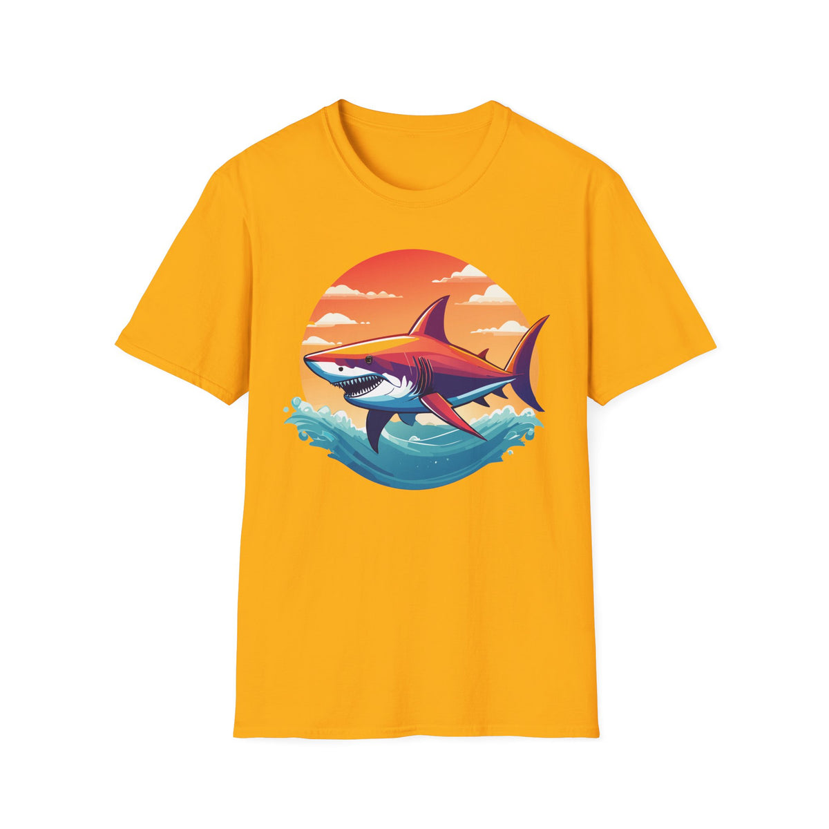 Sunset Shark T-Shirt | Retro Ocean Shark Illustration