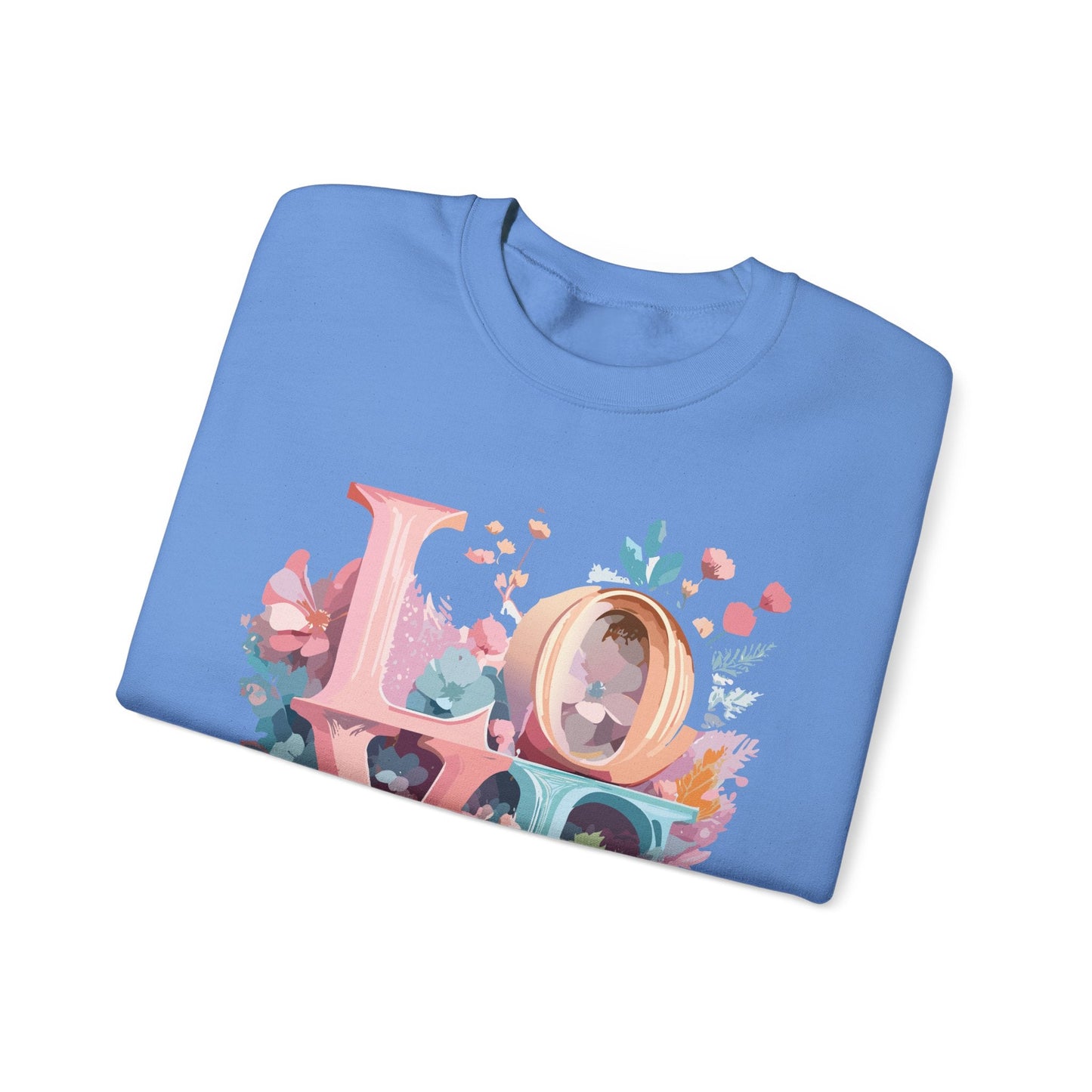Floral Love Sweatshirt For Valentines Day Unisex Crewneck Fifty Fifty Cotton Polyester