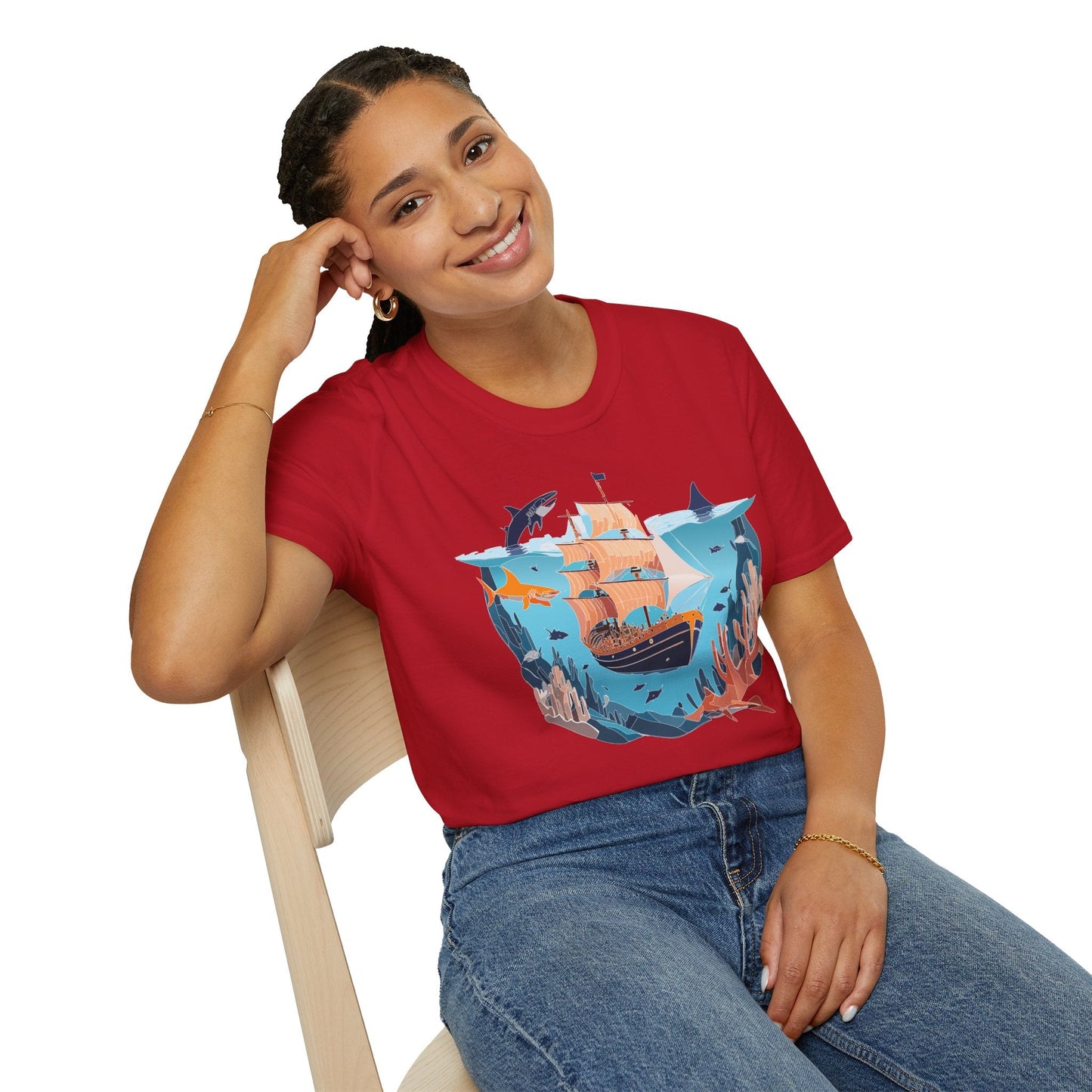 Ocean Graphic Unisex Softstyle Cotton Tee 17