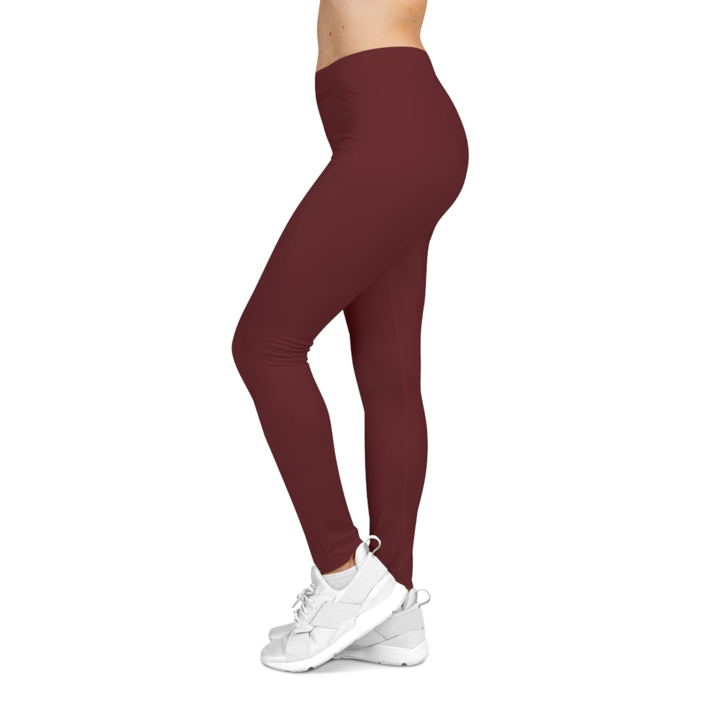 Black Cherry Burgundy Color Women's Poly-Span Casual Leggings XS-2XL