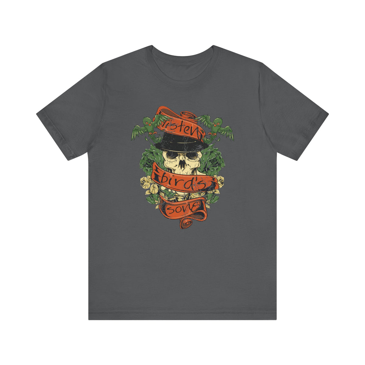 Skull with Bandana Tee Floral Vines Tattoo Style Graphic Unisex Cotton Shirt Art-38