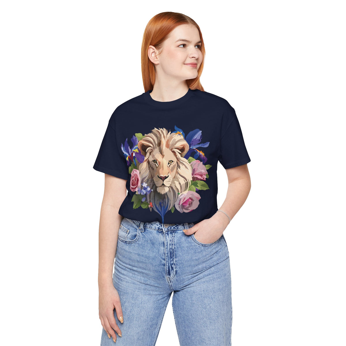 Lion Graphic Unisex Cotton Bella+Canvas Tee with Art Animal Design e319