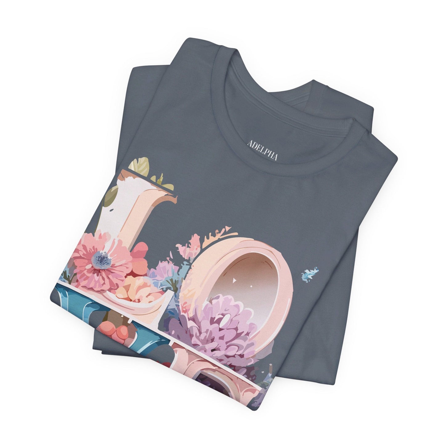 Valentine Day Graphic Unisex 100 Cotton Vintage Artwork with Love and Flower Design Tee 42