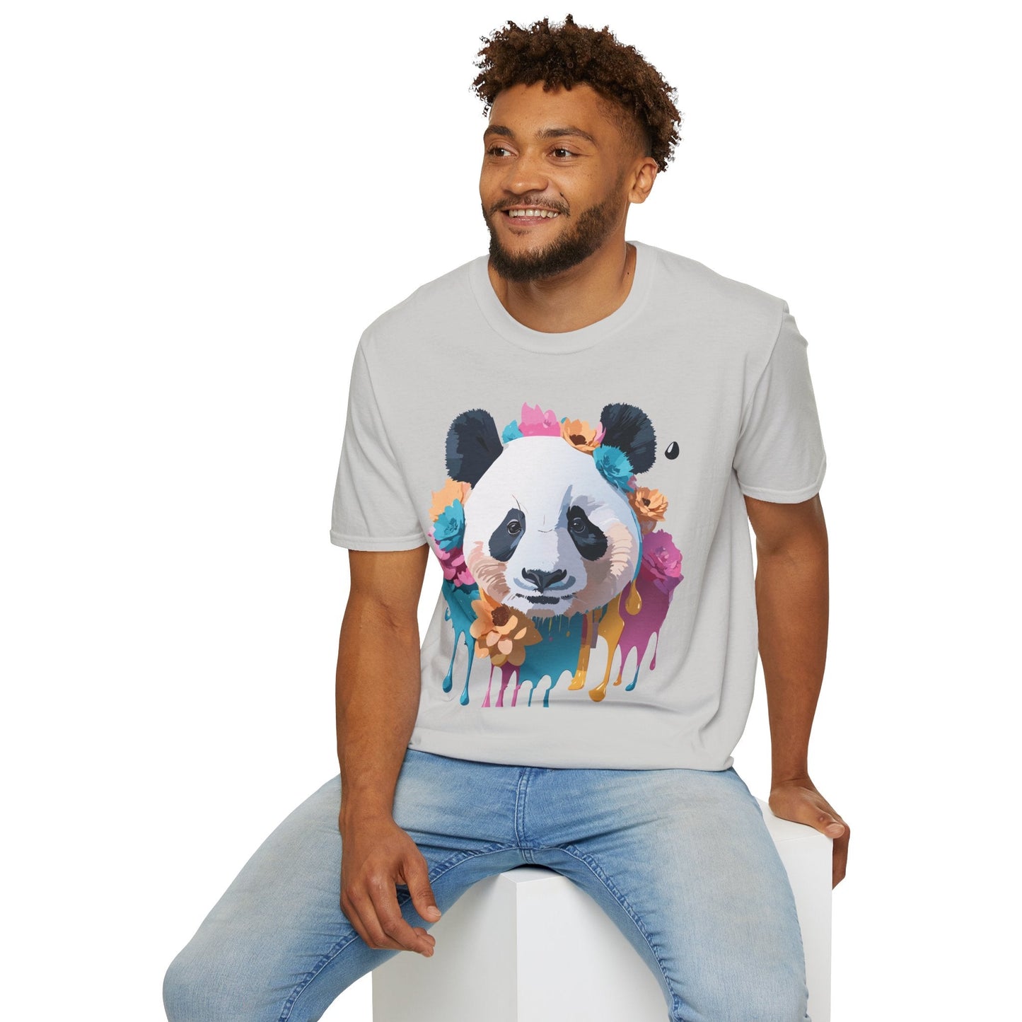 Unisex Panda Shirt Softstyle Cotton Tee For Everyday Wear With Cute Animal Print