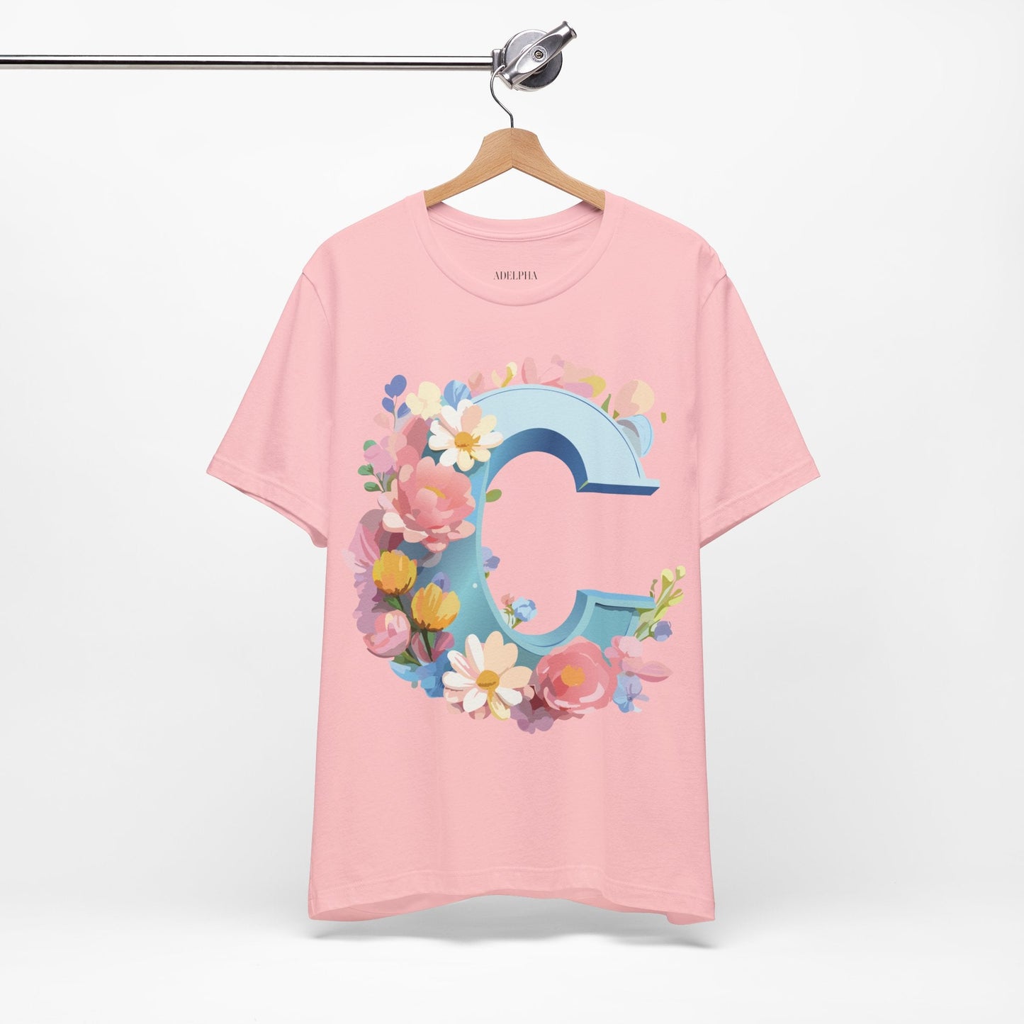 Letter C Shirt Graphic Tee Unisex Short Sleeve Vintage Art Adelpha Premium Quality