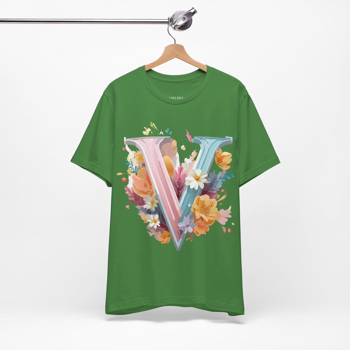 Letter V Shirt Unisex Graphic Tee With Vintage Inspired Artwork By Adelpha Premium Soft Jersey