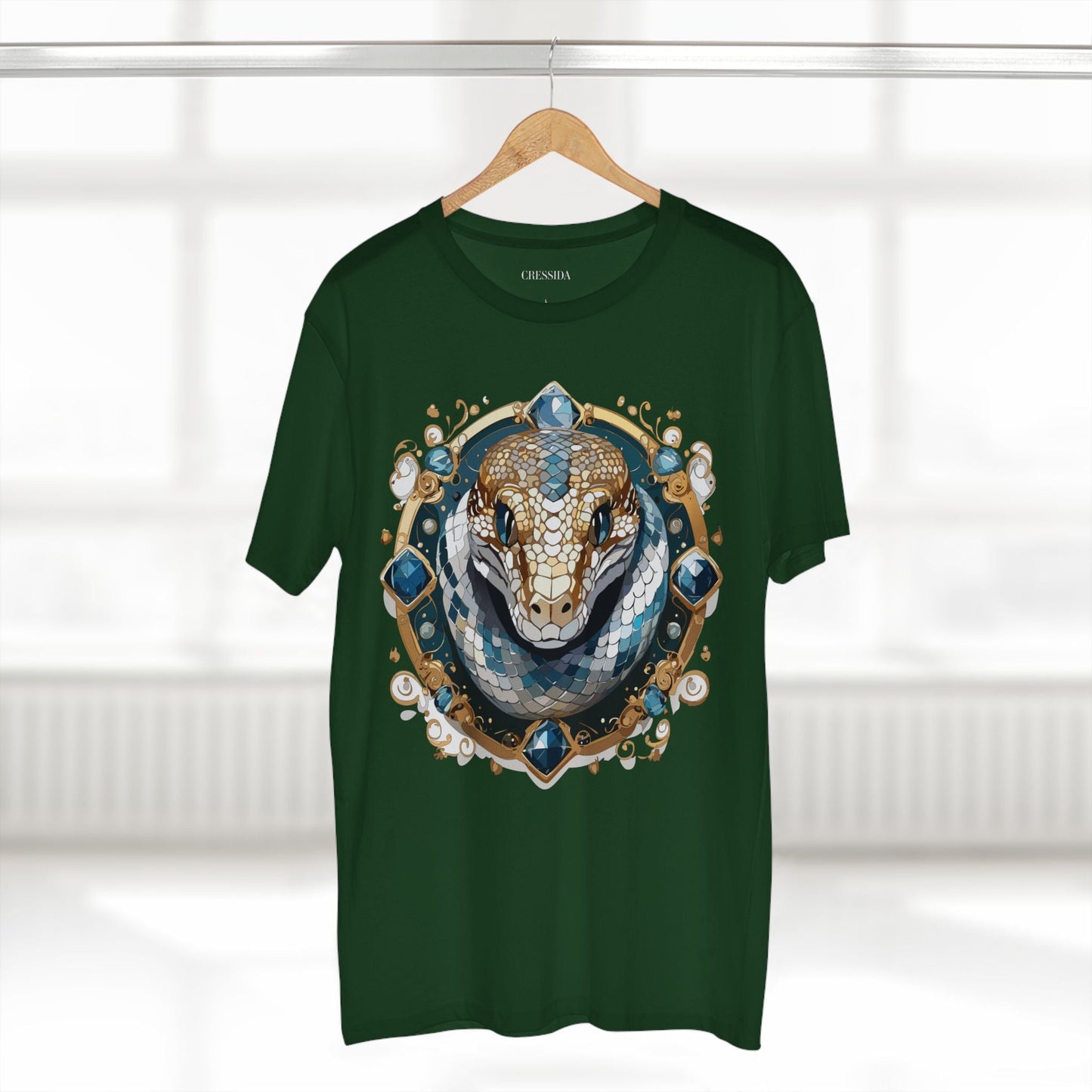 Snake Graphic Unisex 100 Cotton Tee With Unique Animal Golden Medallion Art Design 42