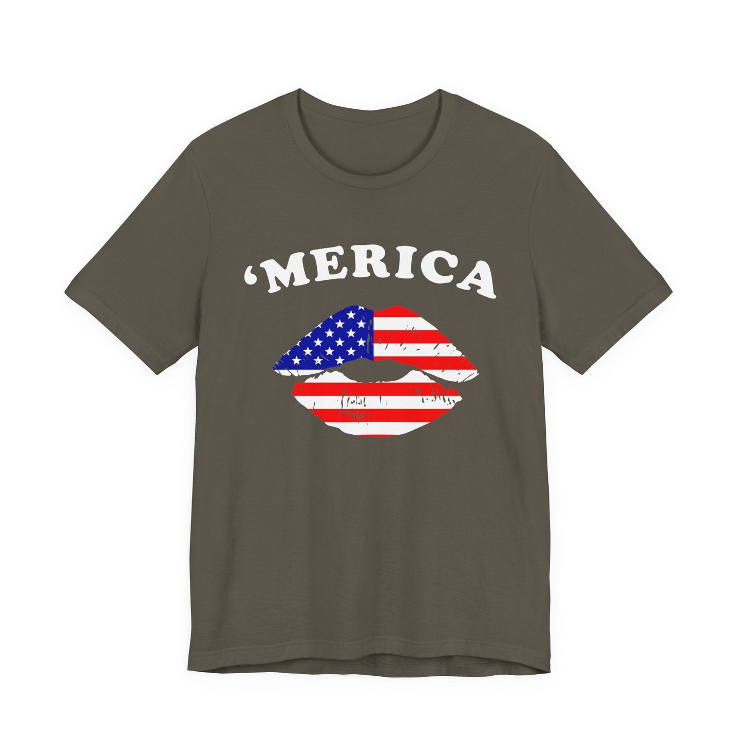 American Flag Lip Graphic Unisex Cotton T-Shirt a9