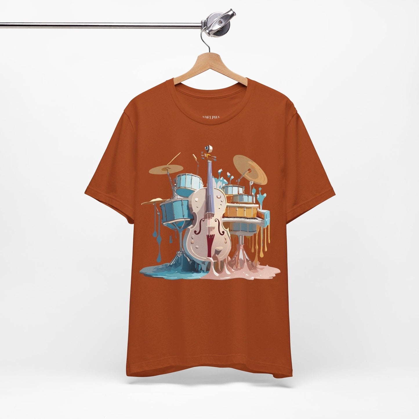 Music Graphic Unisex 100 Cotton Vintage Art with Musical Elements Tee 84