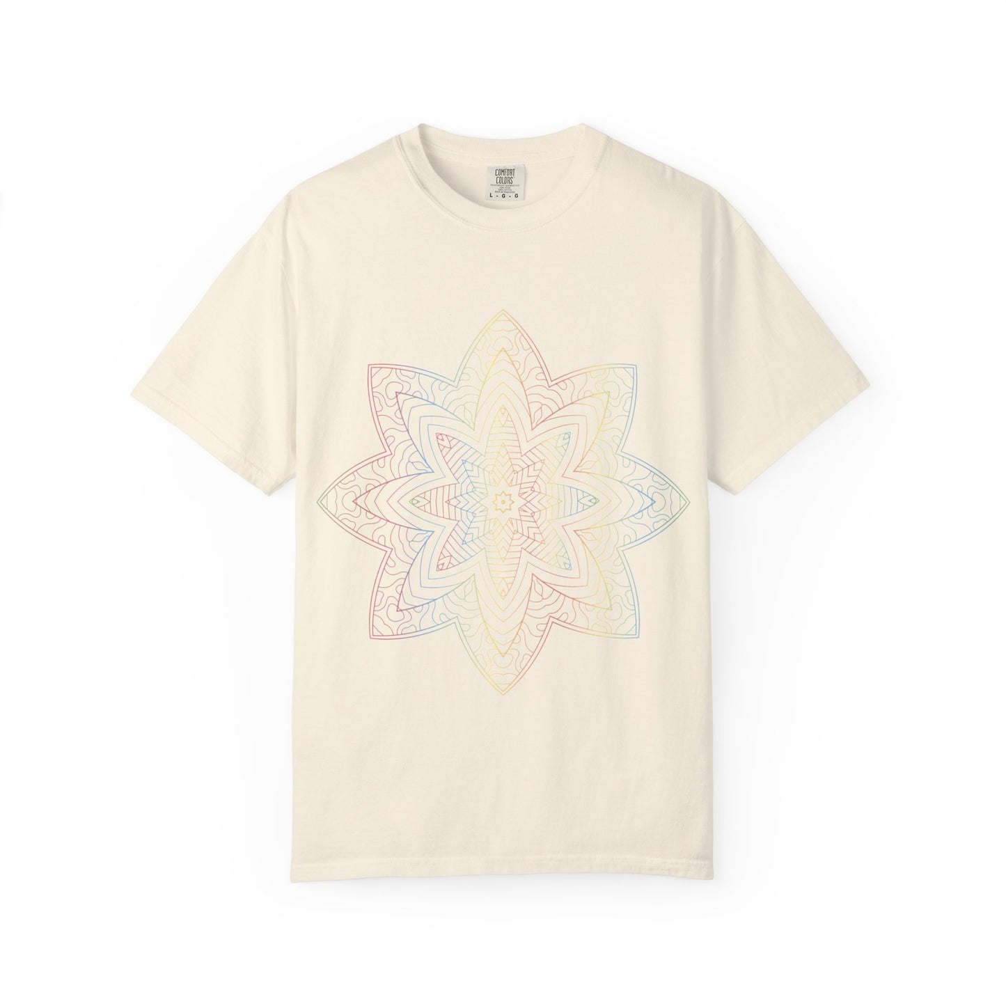 Unisex Garment Dyed Cotton T-Shirt with Mandala Graphic Design