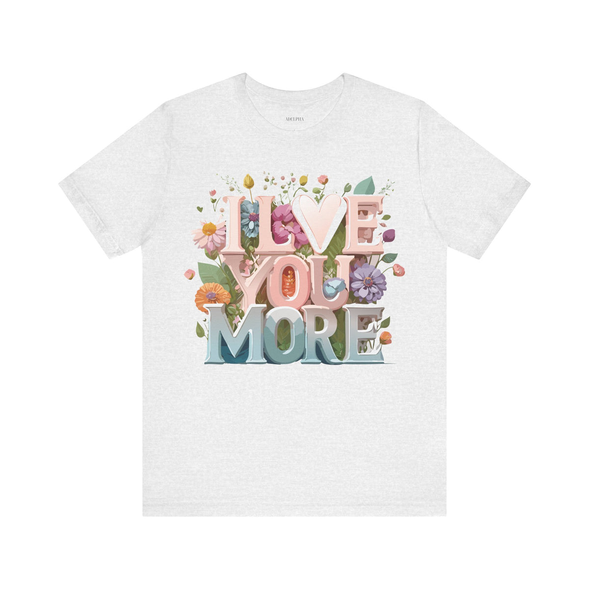 Valentine's Day Graphic Unisex Cotton Bella+Canvas Tee with Floral Art Design d136