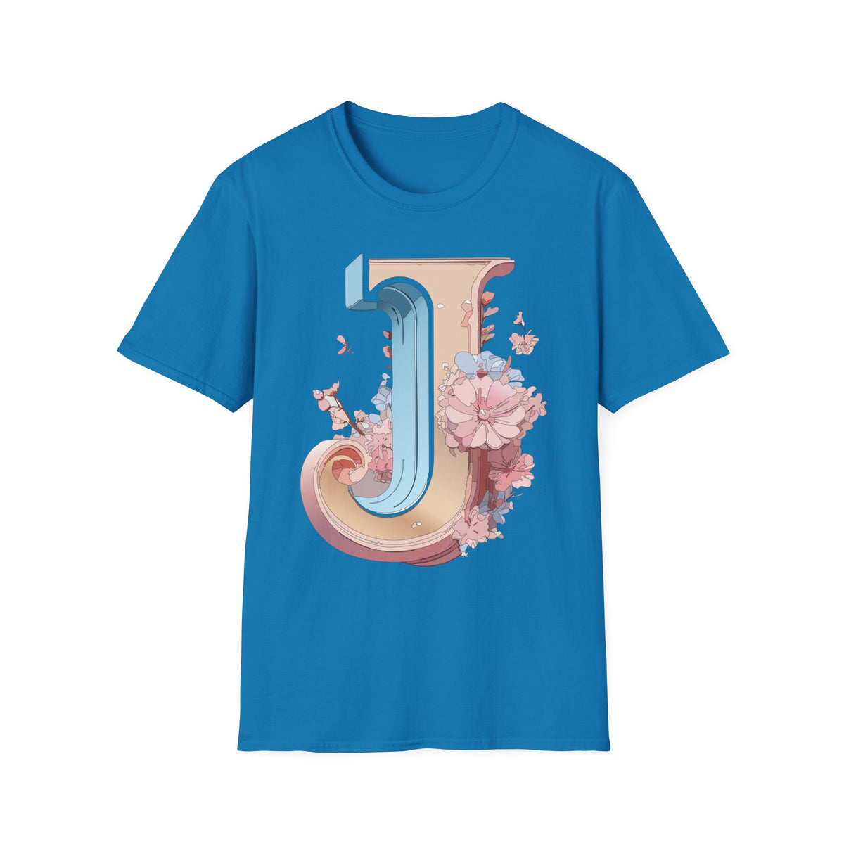 Floral Letter J T-Shirt | Botanical Monogram Tee