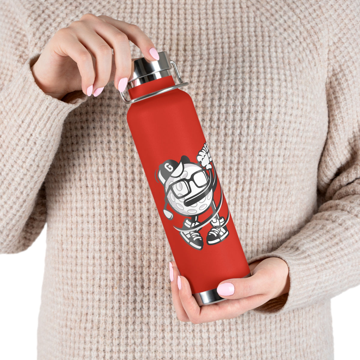 22oz Copper Insulated Water Bottle with Cartoon Design - CV87