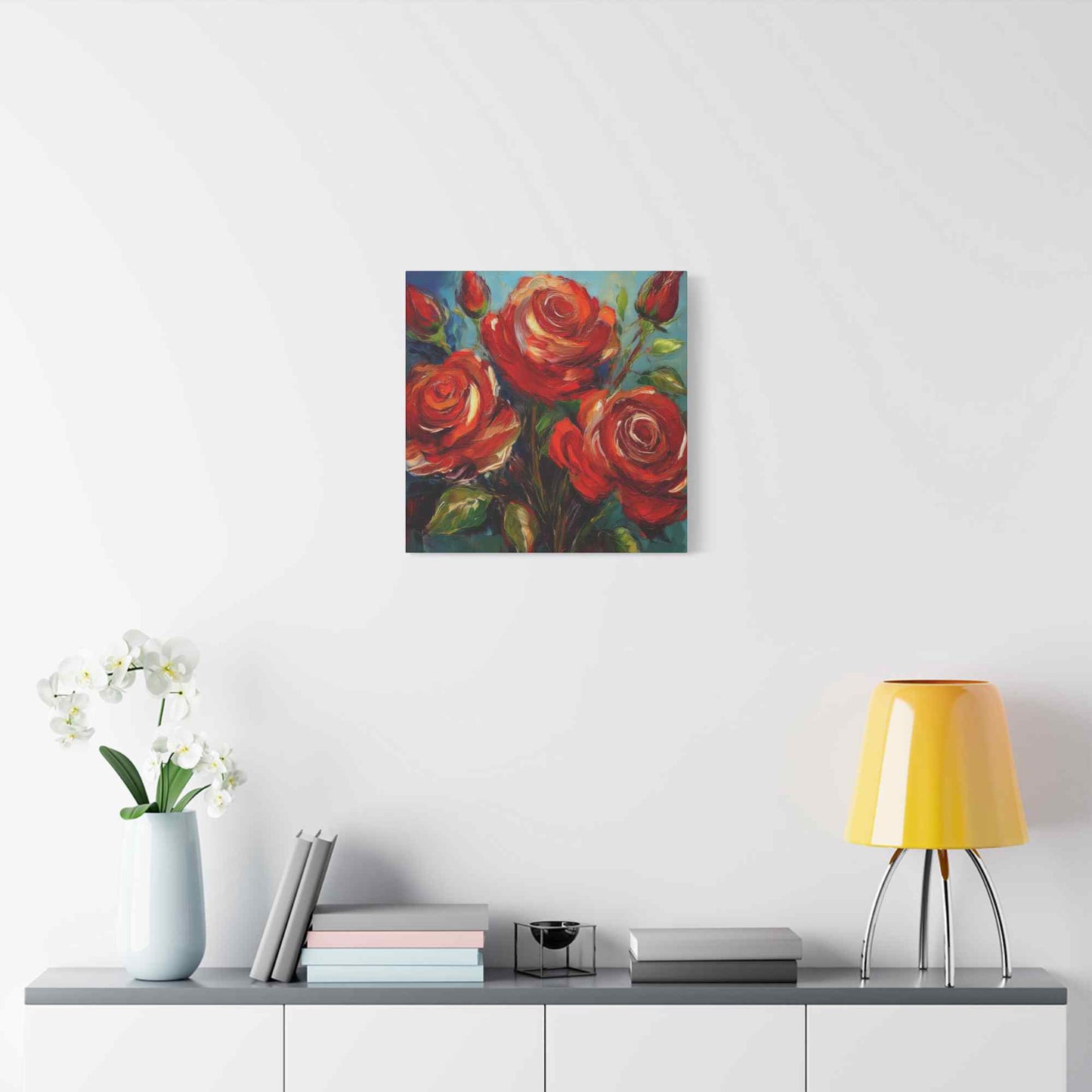 Red Roses Print Canvas, Roses Oil Paint Print 20x20, 24x24, 30x30, 32x32, 36x36, Floral Art Design Print Non-Frame MC-23