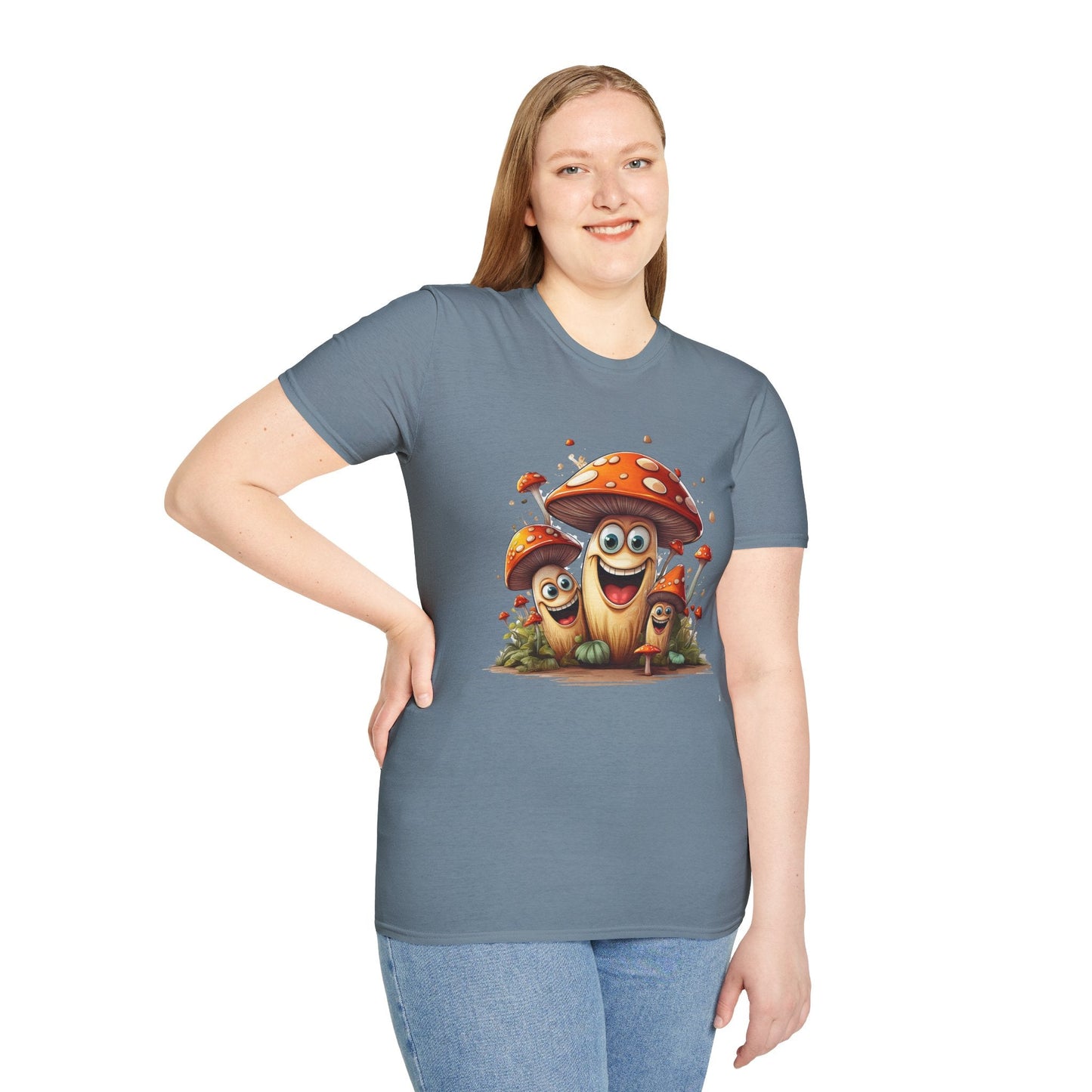 Funny Mashroom Graphic Unisex Softstyle Cotton With Cartoon Illustration Design 14
